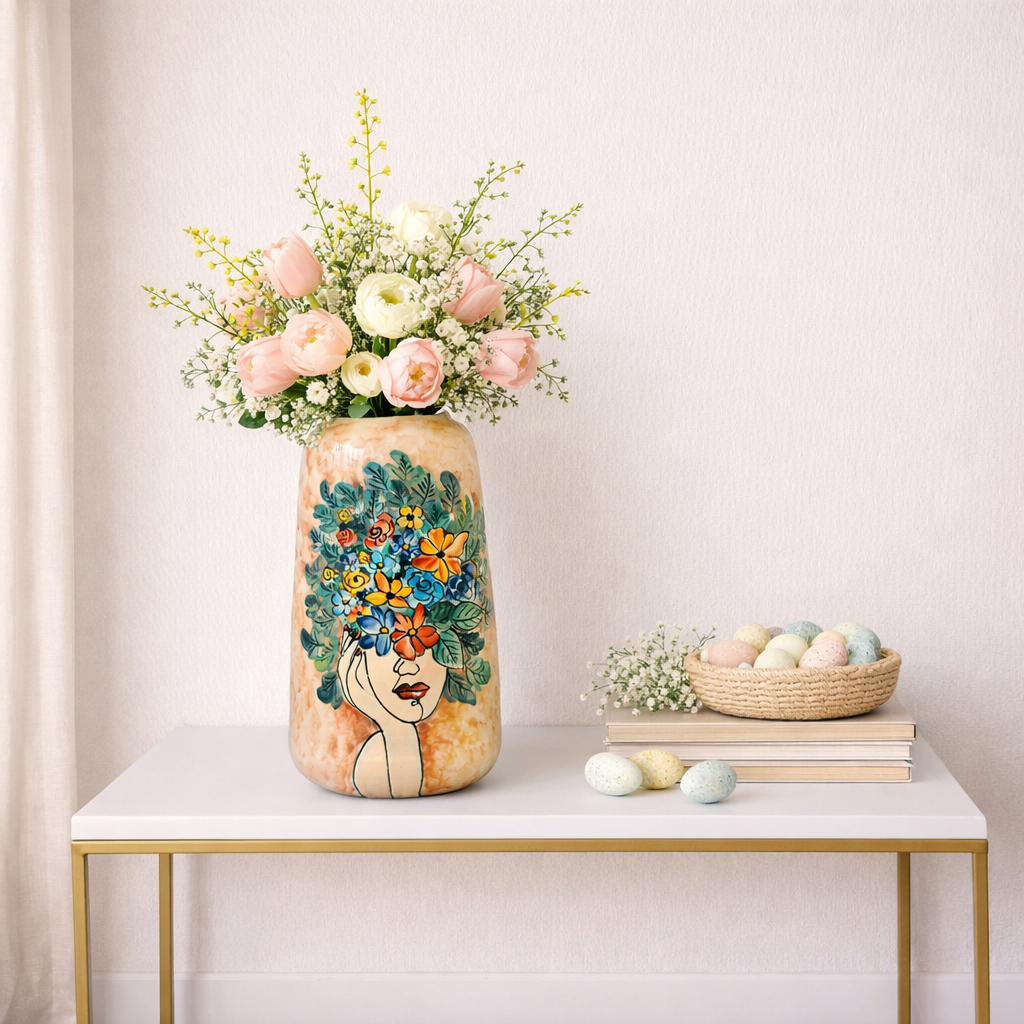 Handmade Mosaic Ceramic Vase – Lady Design  – 26 cm (10.2 in) – Home Décor – Heritage T&T Mosaic Collection – Bat Trang Vietnam