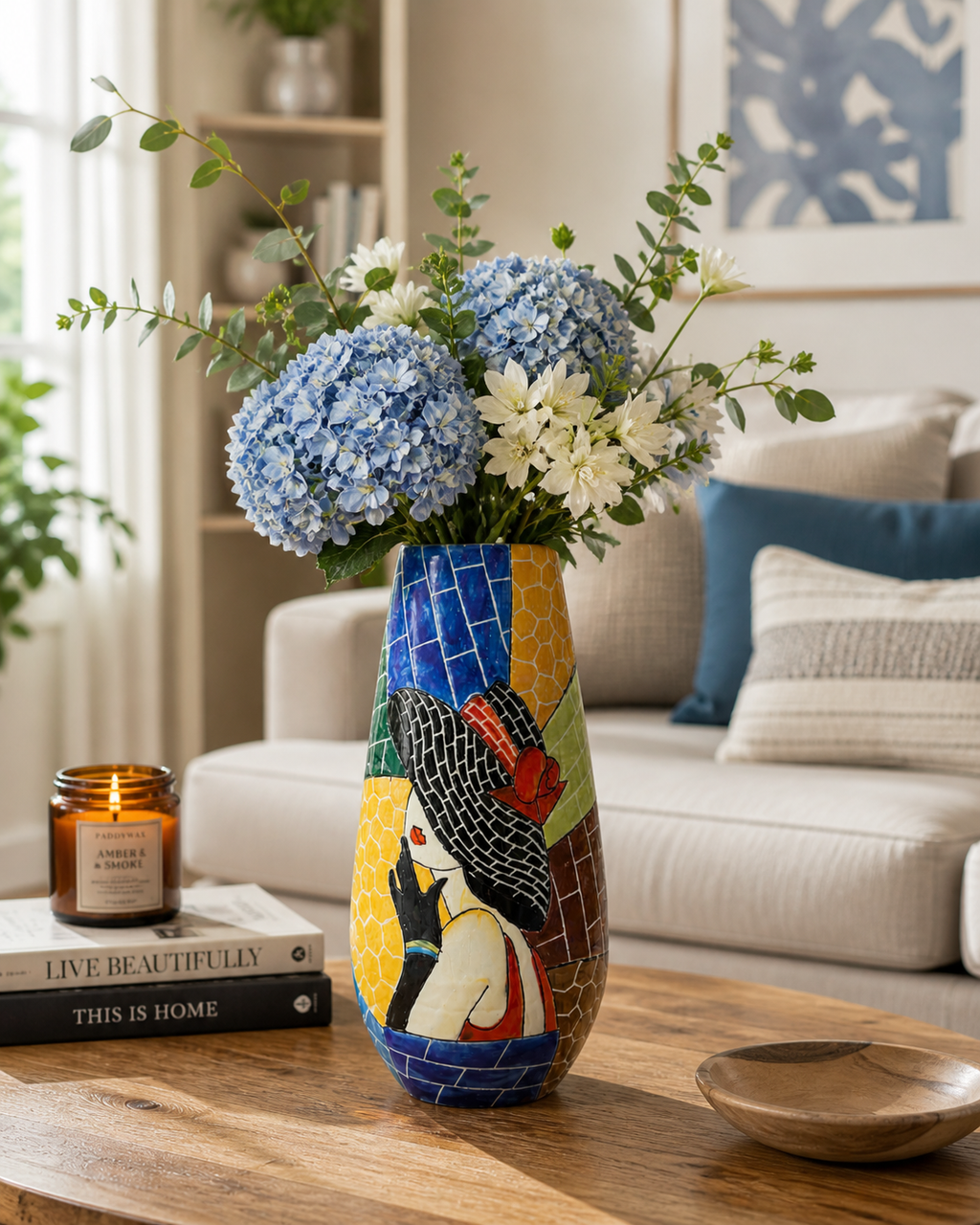 Handmade Mosaic Ceramic Vase – Lady Design  – 36.5 cm (14.4 in) – Home Décor – Heritage T&T Mosaic Collection – Bat Trang Vietnam