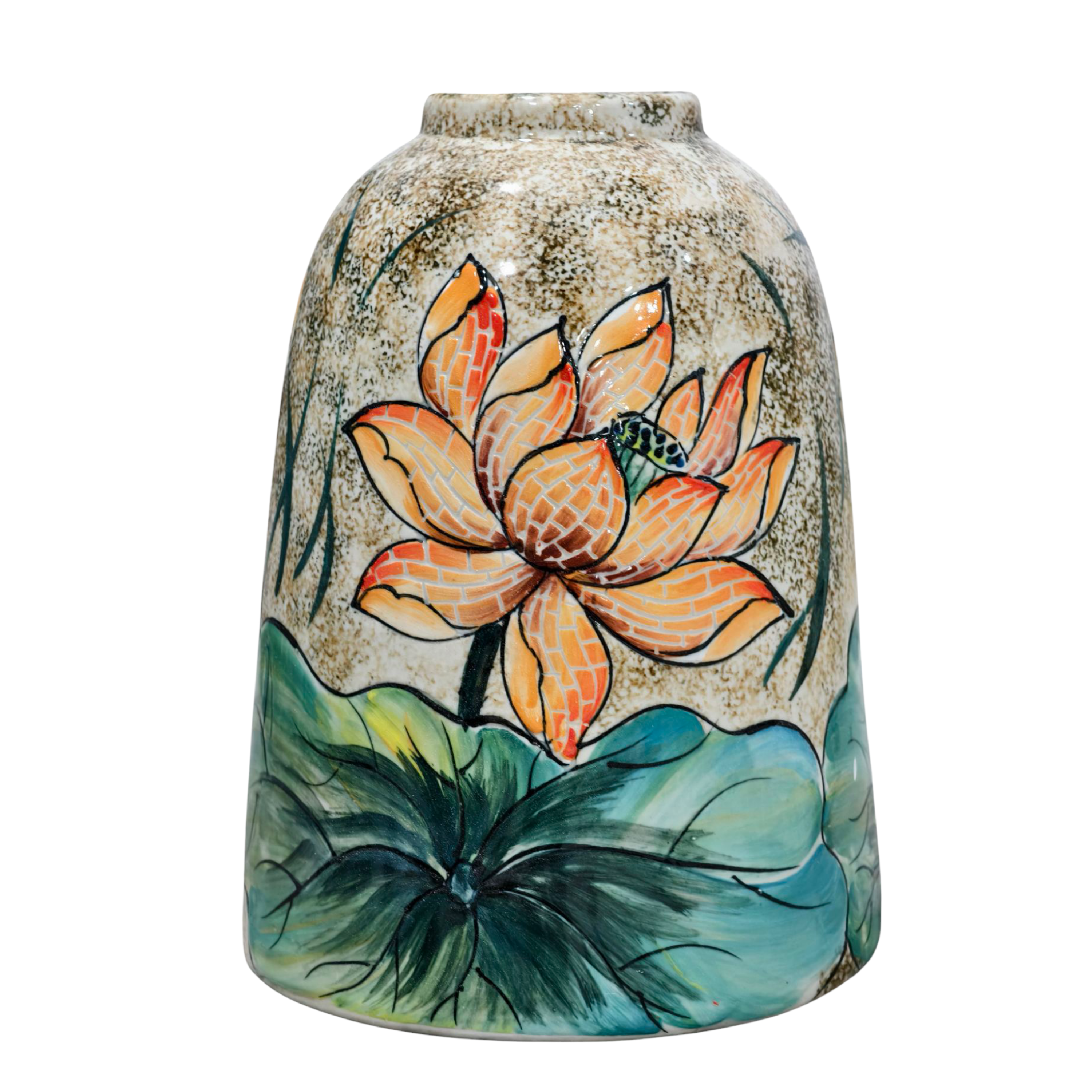Handmade Mosaic Ceramic Vase – Lotus Design  – 31.5 cm (12.4 in) – Home Décor – Heritage T&T Mosaic Collection – Bat Trang Vietnam