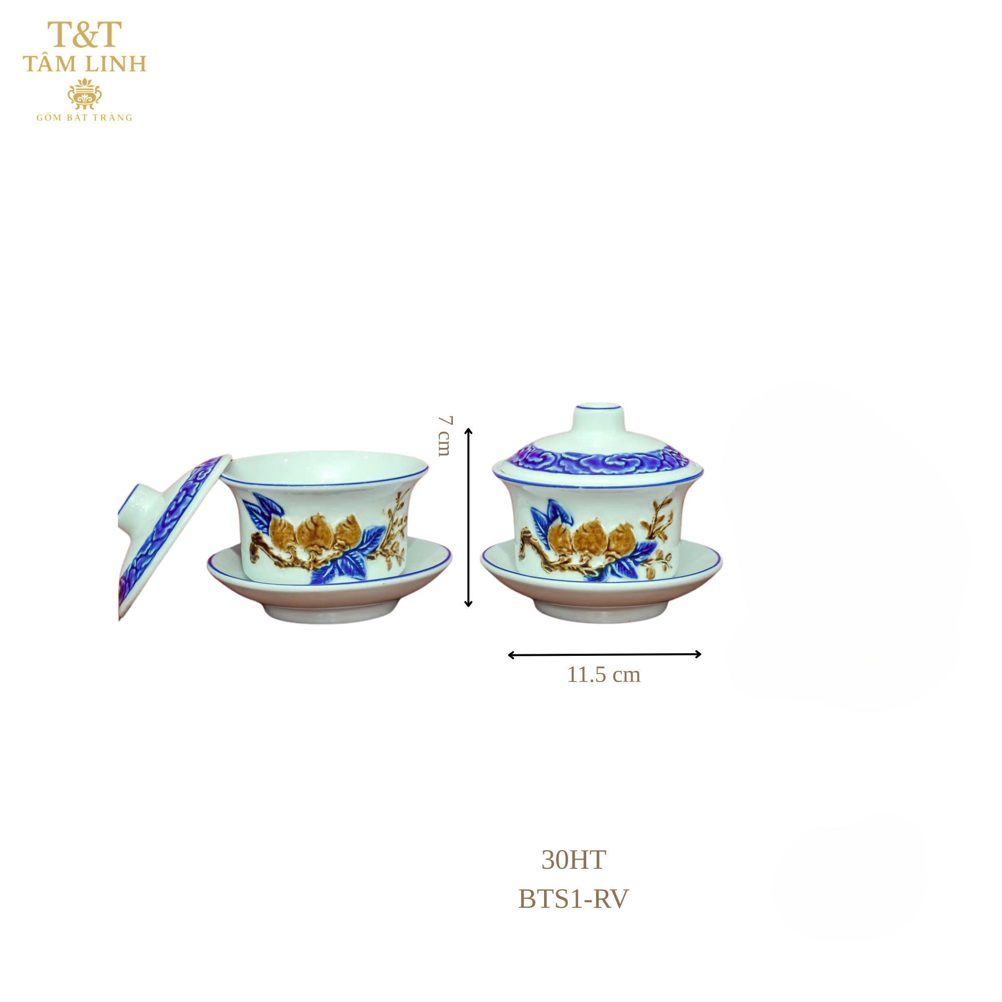 Heritage T&T Tâm An Ceremonial Tea Cups – Set of 2 – Bat Trang Handmade