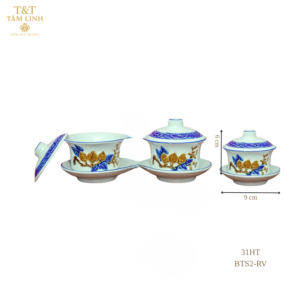 Heritage T&T Tâm An Ceremonial Tea Cups – Set of 2 – Bat Trang Handmade