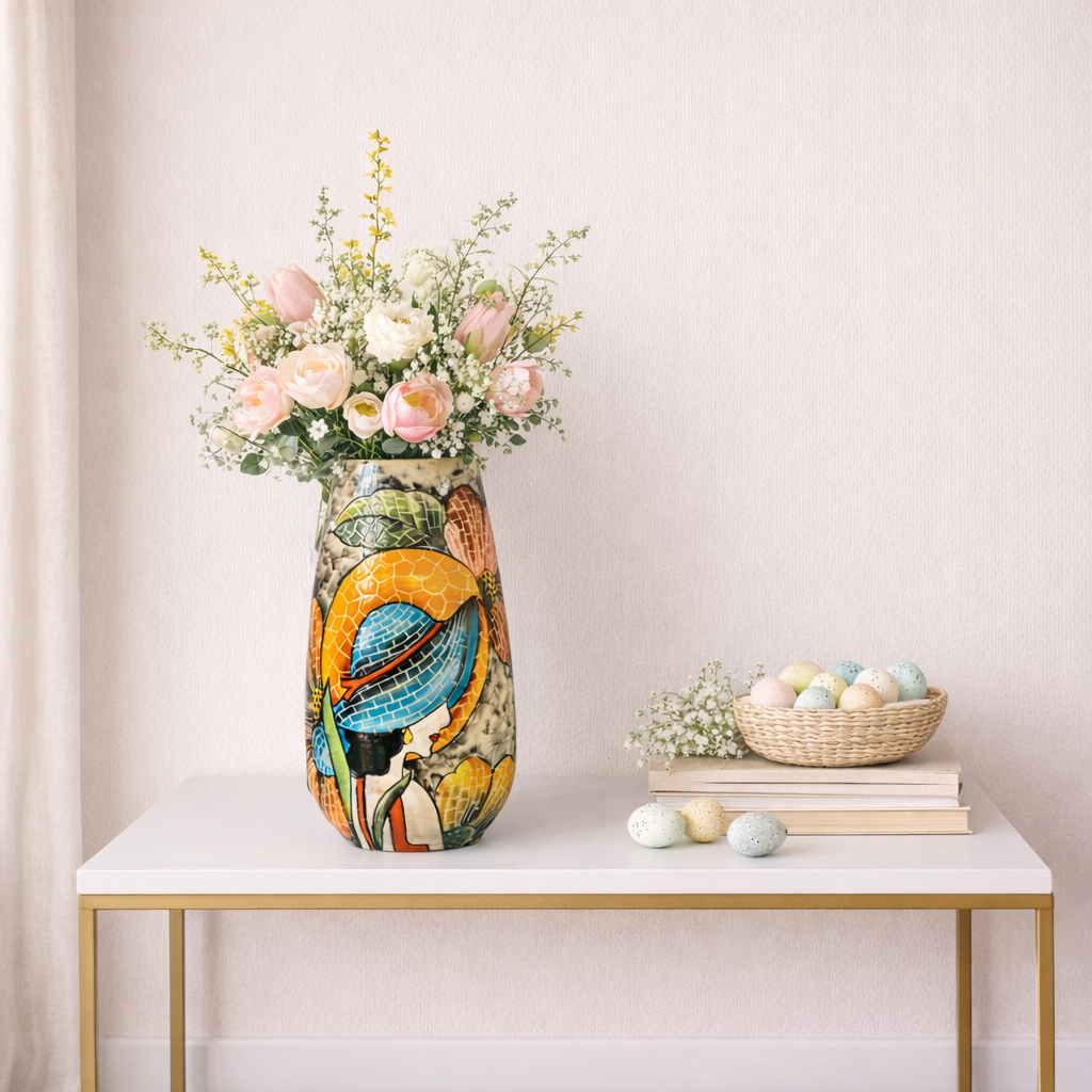 Handmade Mosaic Ceramic Vase – Lady Design  – 29 cm (11.4 in) – Home Décor – Heritage T&T Mosaic Collection – Bat Trang Vietnam