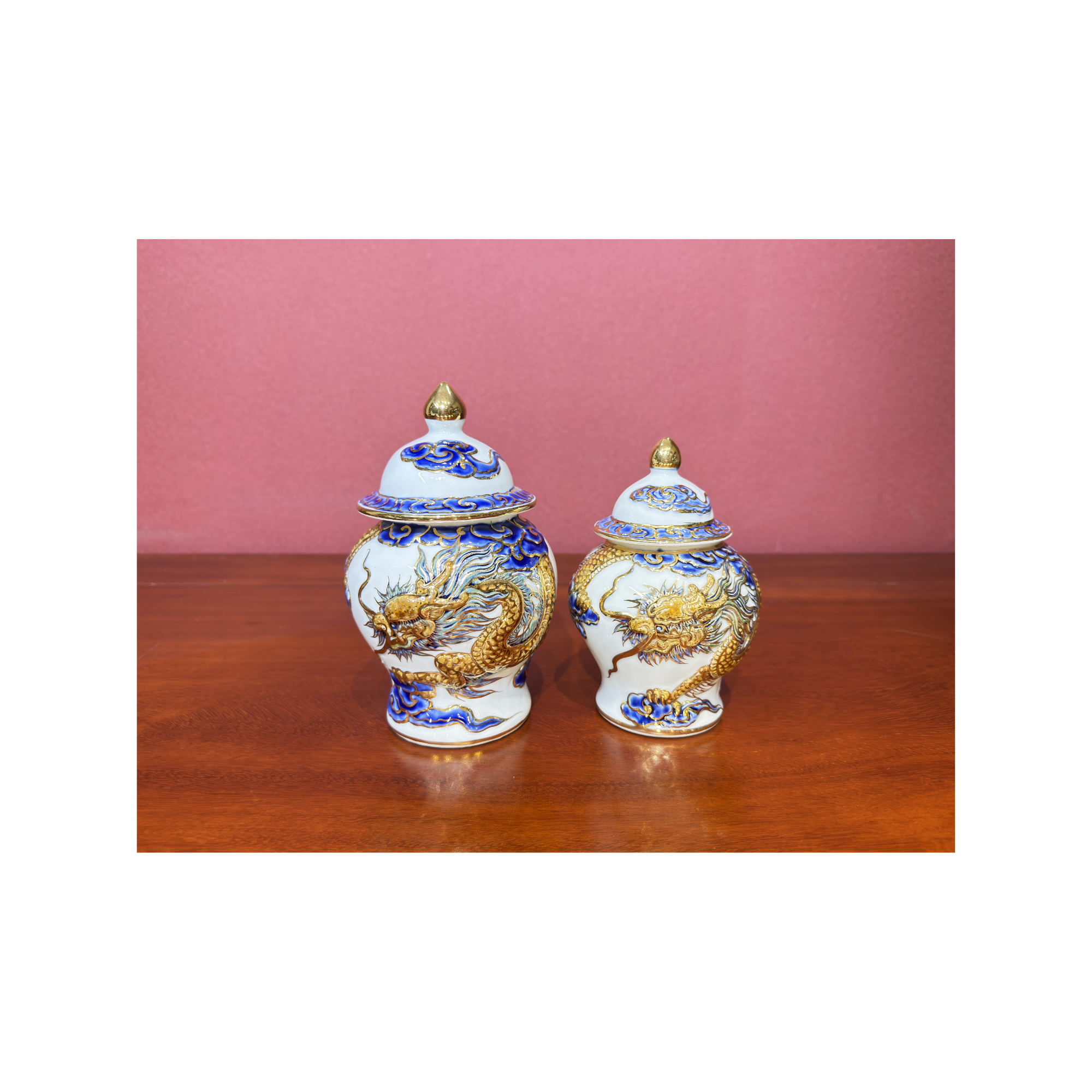 Heritage T&T Dragon Ritual Water Jar Altar Tâm An – Handcrafted Bat Trang Ceramics – 1 Pc