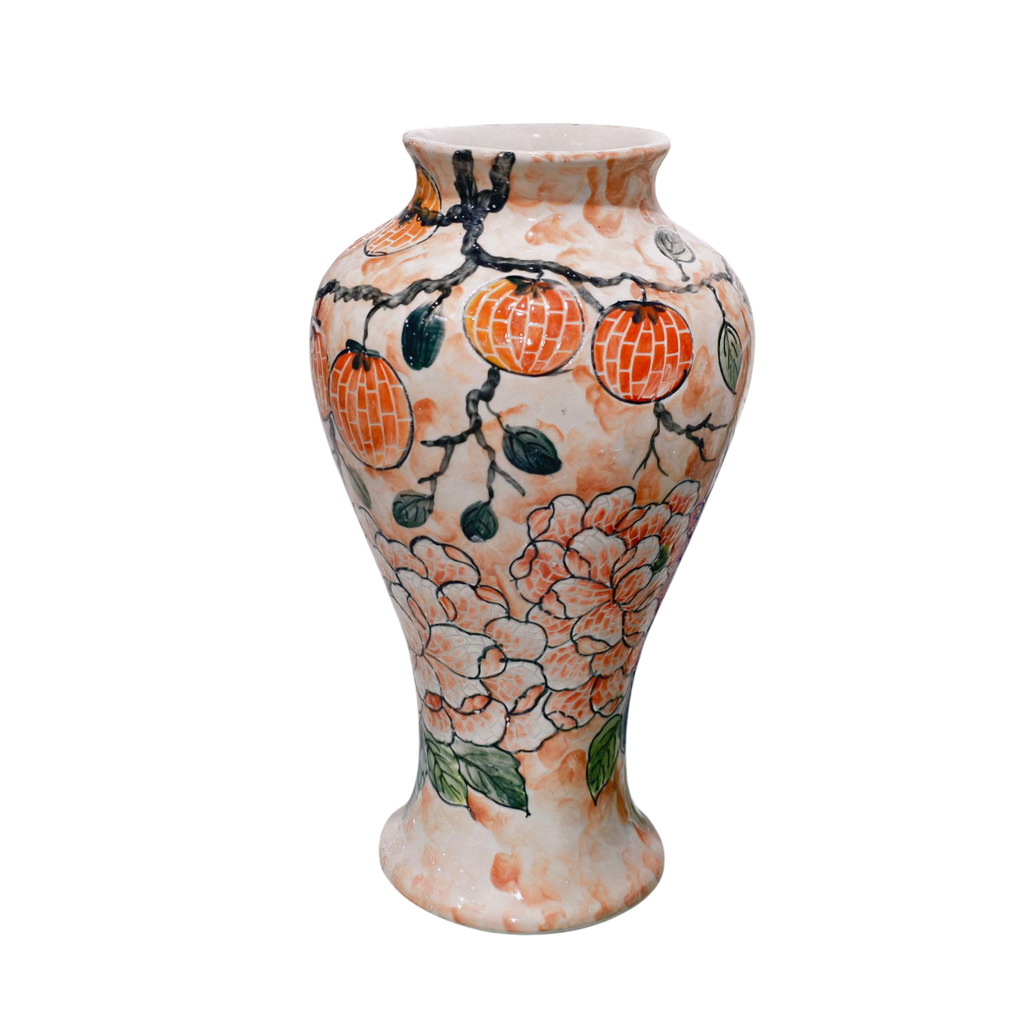 Handmade Mosaic Ceramic Vase – Flower Design  – 35 cm (13.8 in) – Home Décor – Heritage T&T Mosaic Collection – Bat Trang Vietnam