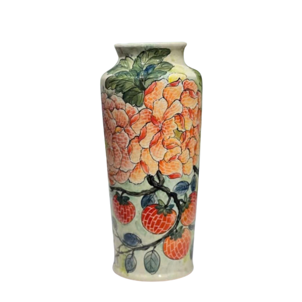 Handmade Mosaic Ceramic Vase – Flower Design  – 34.6 cm (13.6 in) – Home Décor – Heritage T&T Mosaic Collection – Bat Trang Vietnam