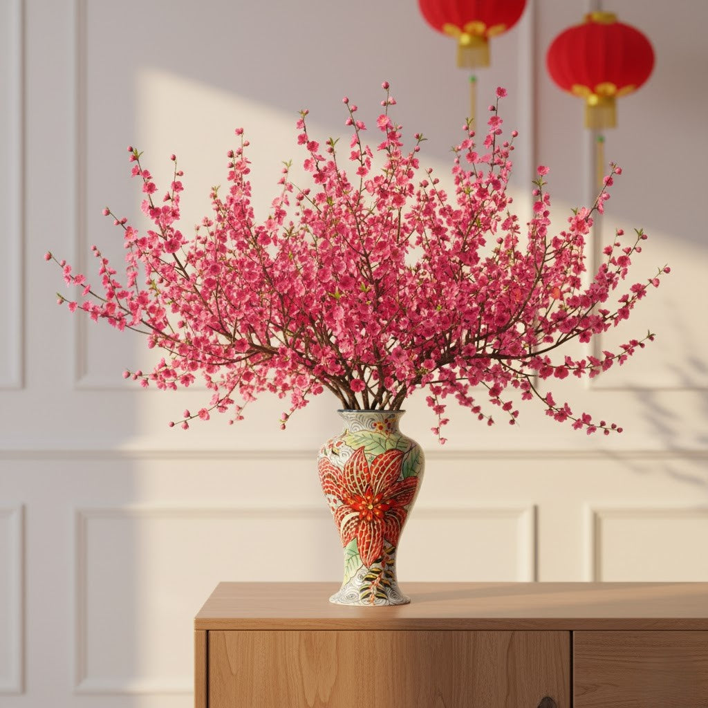 Handmade Mosaic Ceramic Vase – Flower Design  – 35 cm (13.8 in) – Home Décor – Heritage T&T Mosaic Collection – Bat Trang Vietnam