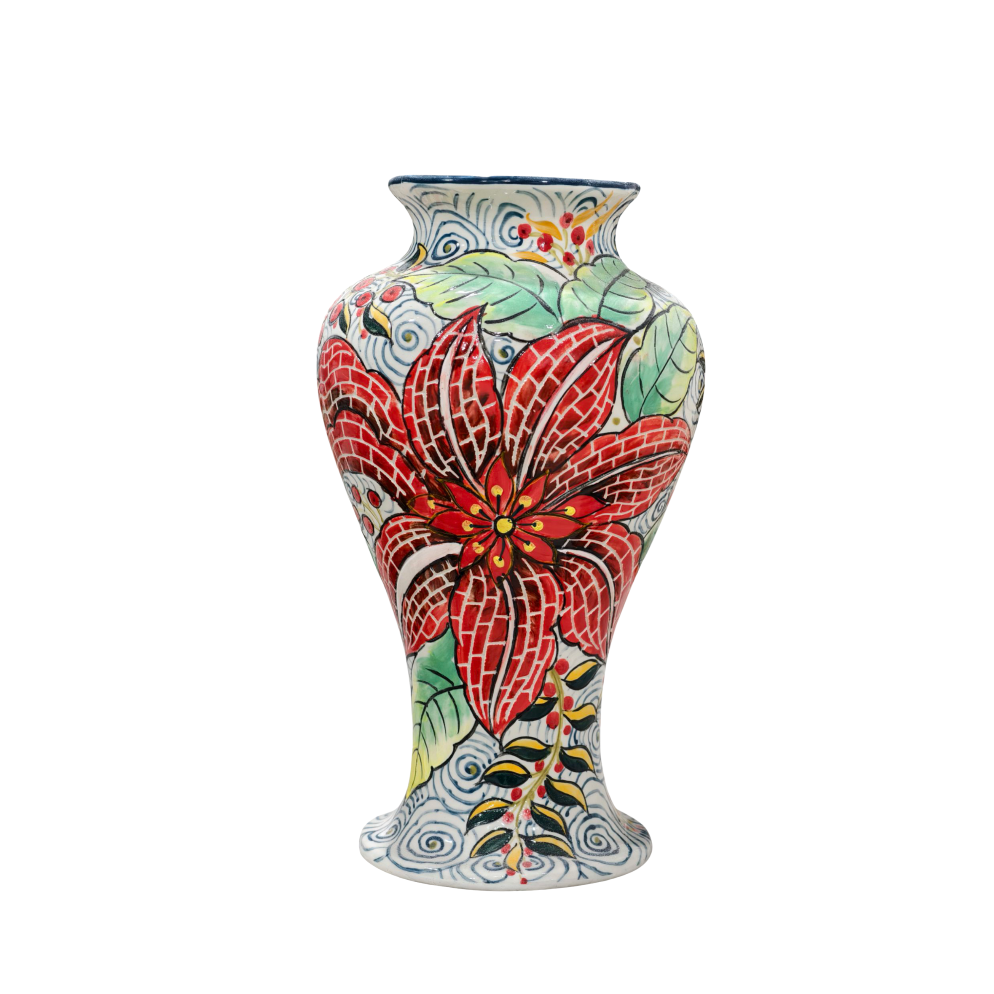 Handmade Mosaic Ceramic Vase – Flower Design  – 35 cm (13.8 in) – Home Décor – Heritage T&T Mosaic Collection – Bat Trang Vietnam
