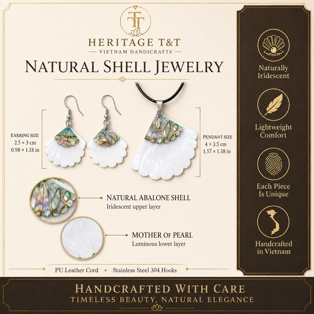 Organic Leaf Abalone - Mother of Pearl Necklace - Earrings Set – Heritage TT