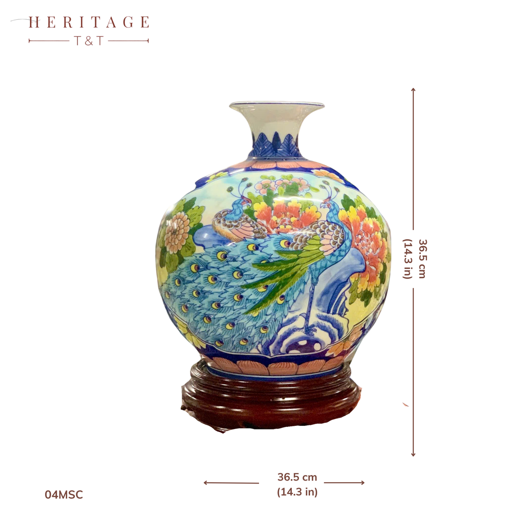 Handmade Ceramic Vase – Tai Loc Design  – 25 cm (9.8 in) – Home Décor – Heritage T&T  – Bat Trang Vietnam