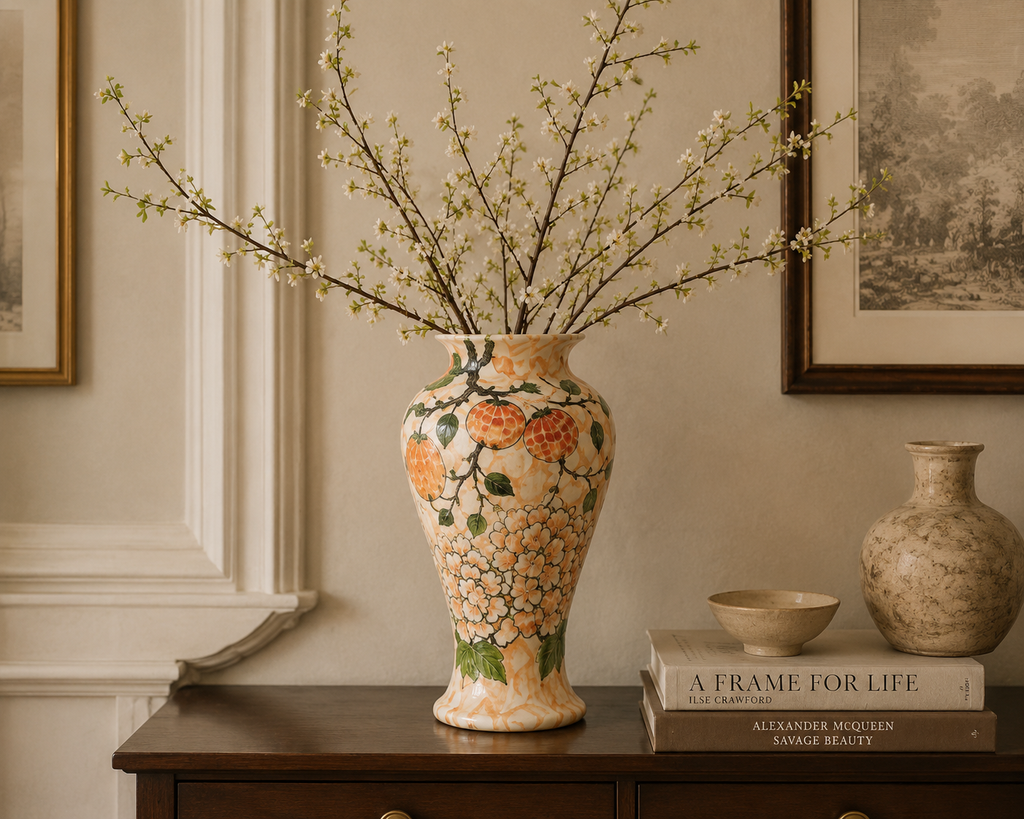 Handmade Mosaic Ceramic Vase – Flower Design  – 35 cm (13.8 in) – Home Décor – Heritage T&T Mosaic Collection – Bat Trang Vietnam