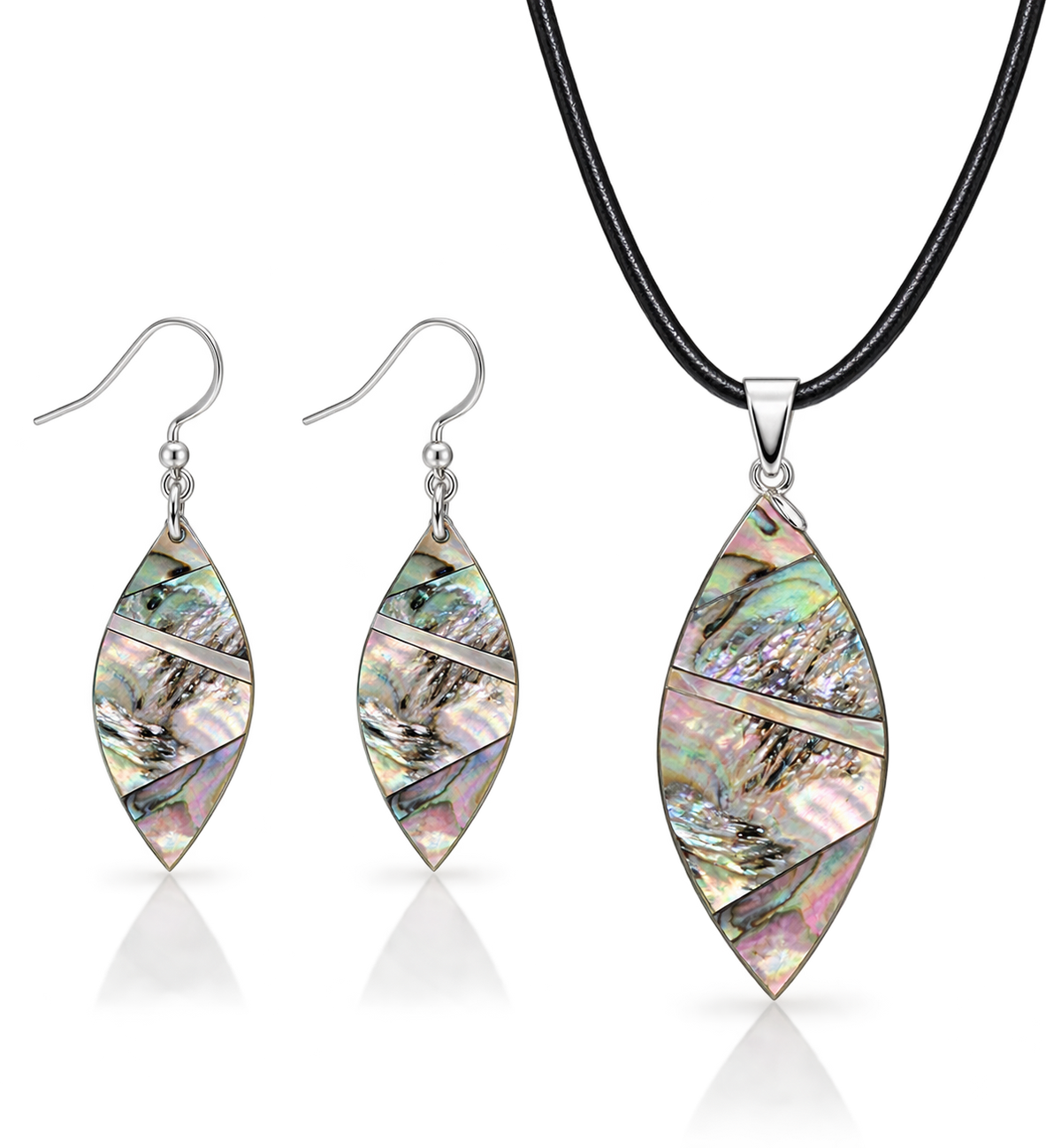 Natural Shell Statement Necklace Earrings Set – Abalone  Mother of Pearl – Heritage TT