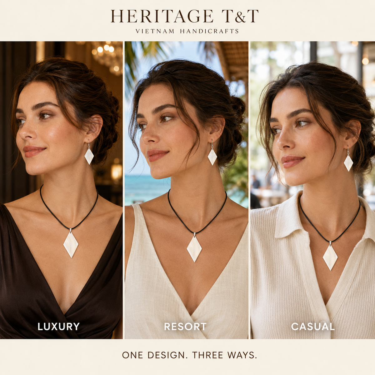 Natural Shell Statement Necklace Earrings Set – Abalone  Mother of Pearl – Heritage TT