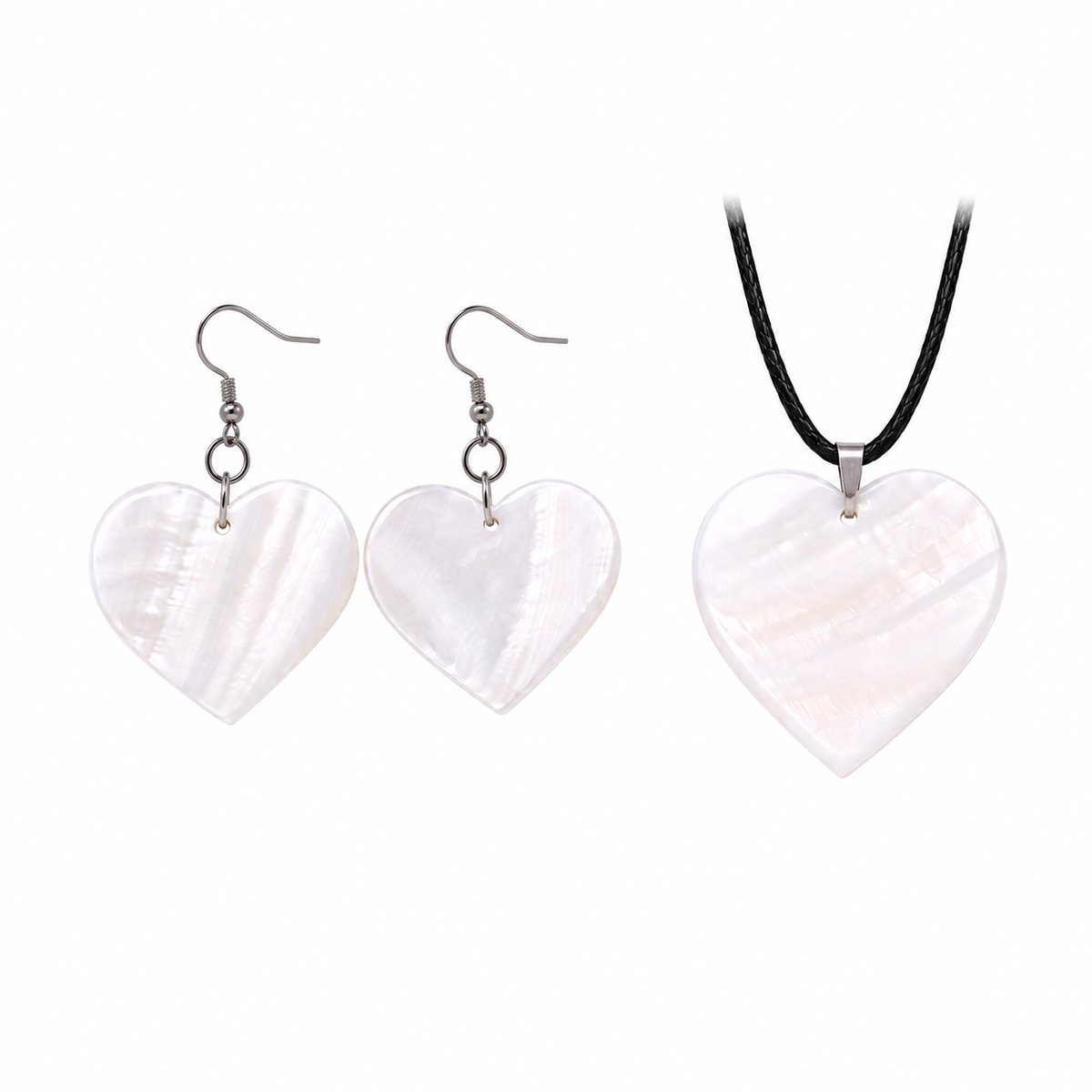 Natural Shell Statement Necklace Earrings Set – Abalone  Mother of Pearl – Heritage TT