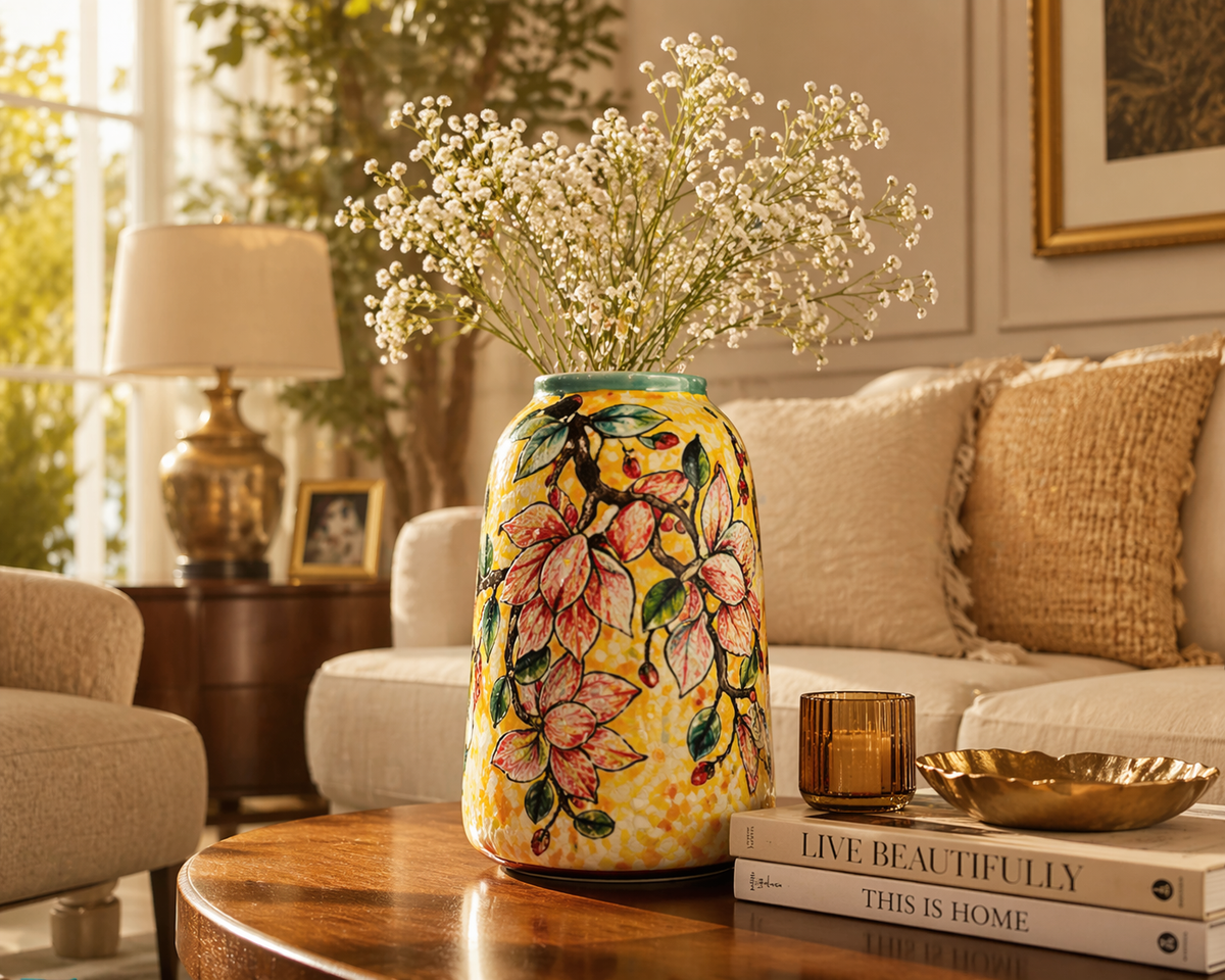 Handmade Mosaic Ceramic Vase – Lotus Design  – 40 cm (15.7 in) – Home Décor – Heritage T&T Mosaic Collection – Bat Trang Vietnam
