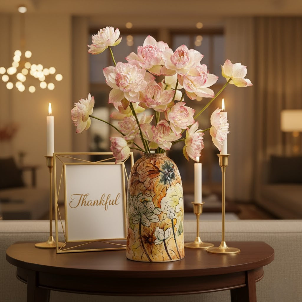 Handmade Mosaic Ceramic Vase – Lotus Design  – 40 cm (15.7 in) – Home Décor – Heritage T&T Mosaic Collection – Bat Trang Vietnam