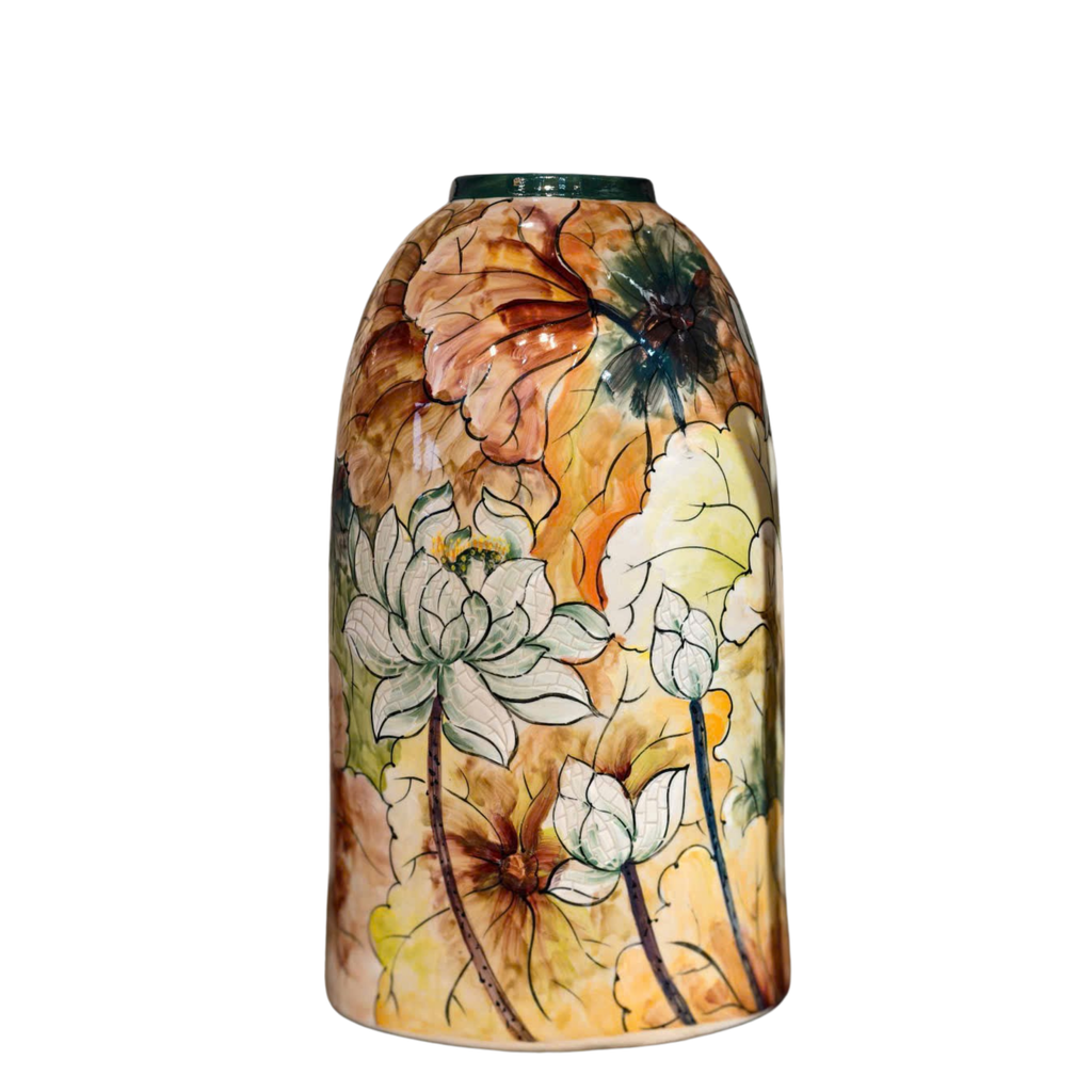 Handmade Mosaic Ceramic Vase – Lotus Design  – 40 cm (15.7 in) – Home Décor – Heritage T&T Mosaic Collection – Bat Trang Vietnam