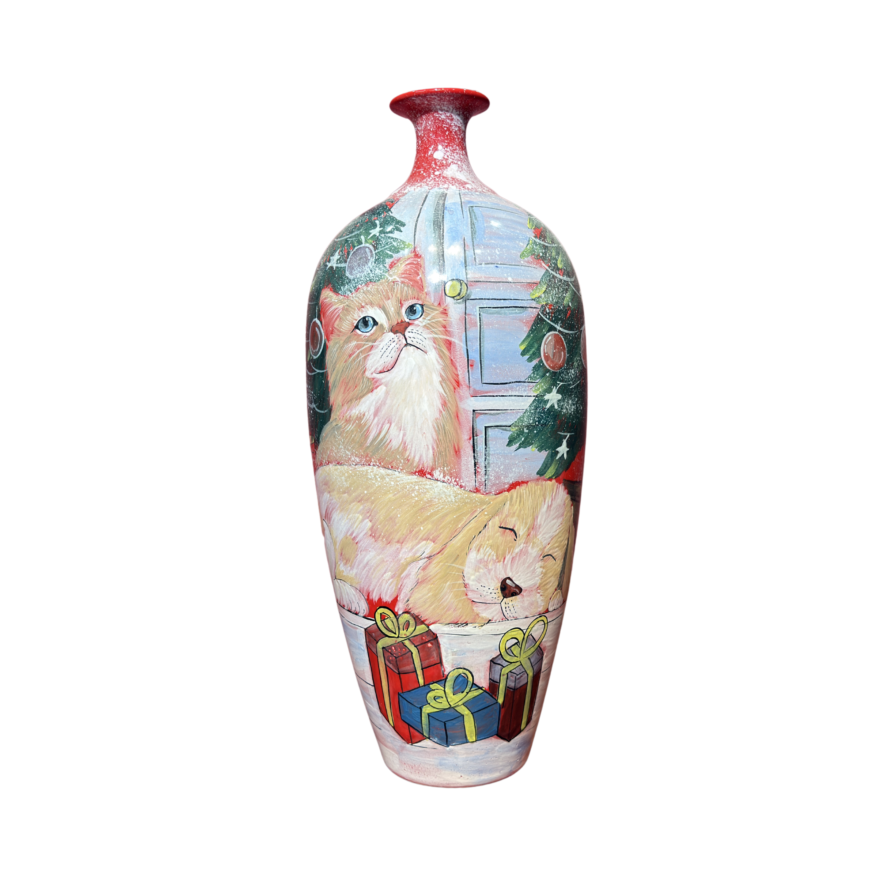 Handmade Mosaic Ceramic Vase – Cat Design  – 51 cm (20.1 in) – Home Décor – Heritage T&T Mosaic Collection – Bat Trang Vietnam