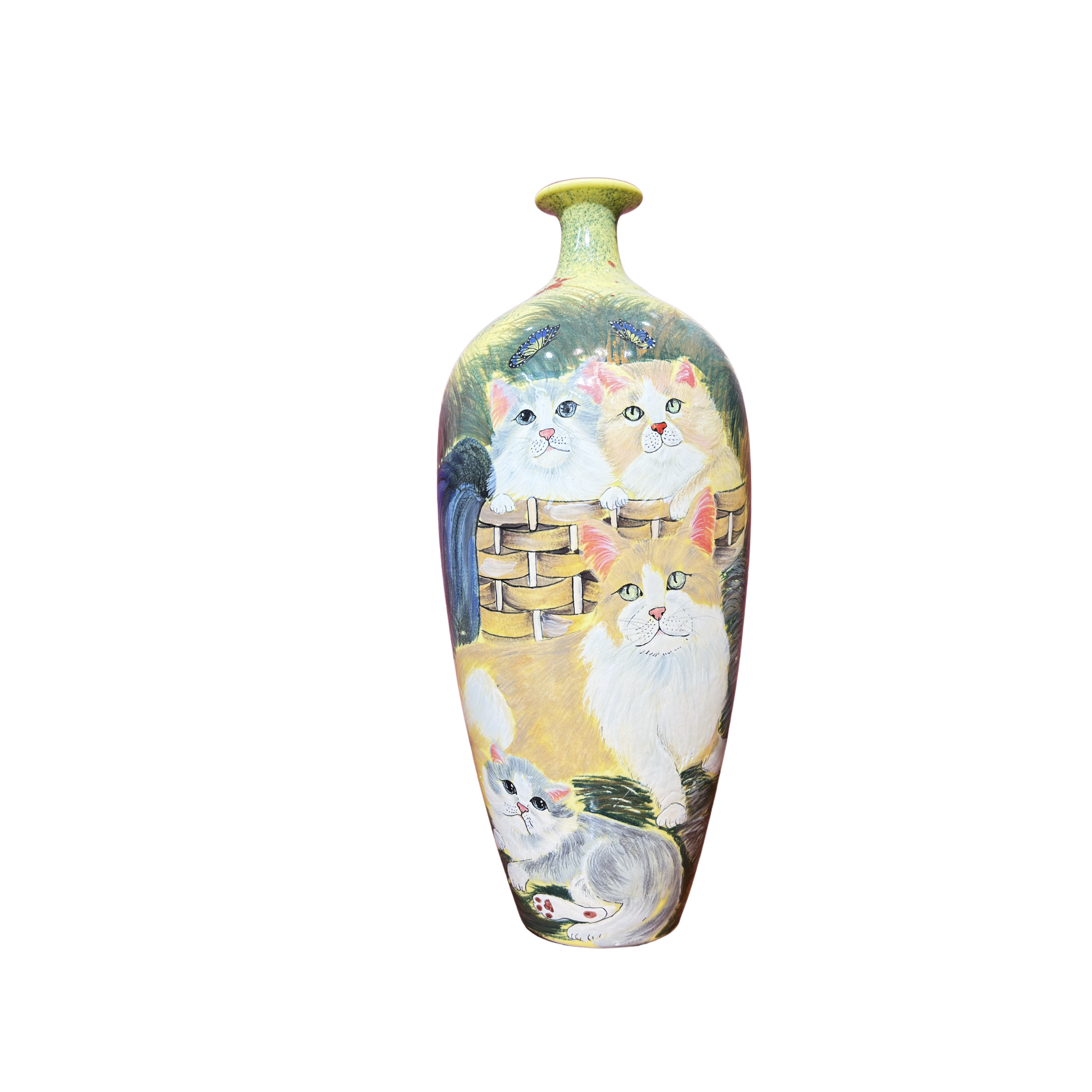 Handmade Mosaic Ceramic Vase – Cat Design  – 51 cm (20.1 in) – Home Décor – Heritage T&T Mosaic Collection – Bat Trang Vietnam