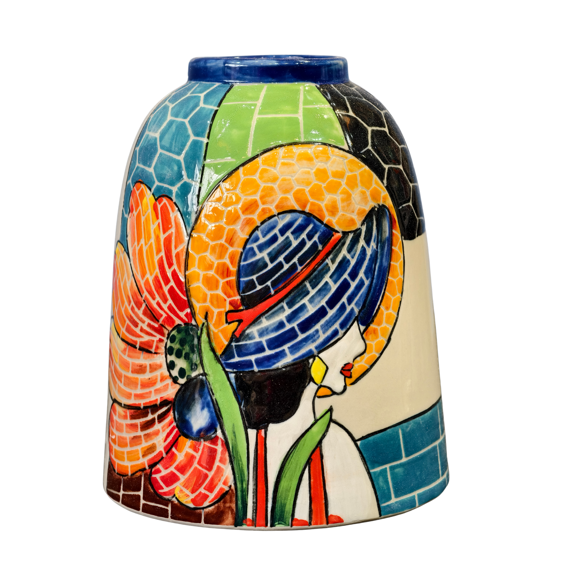 Handmade Mosaic Ceramic Vase – Lady Design  – 20 cm (7.9 in) – Home Décor – Heritage T&T Mosaic Collection – Bat Trang Vietnam