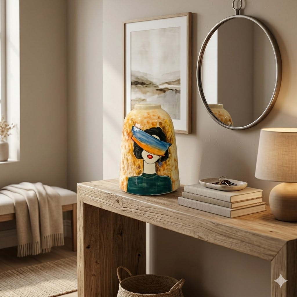 Handmade Mosaic Ceramic Vase – Lady Design  – 26 cm (10.2 in) – Home Décor – Heritage T&T Mosaic Collection – Bat Trang Vietnam