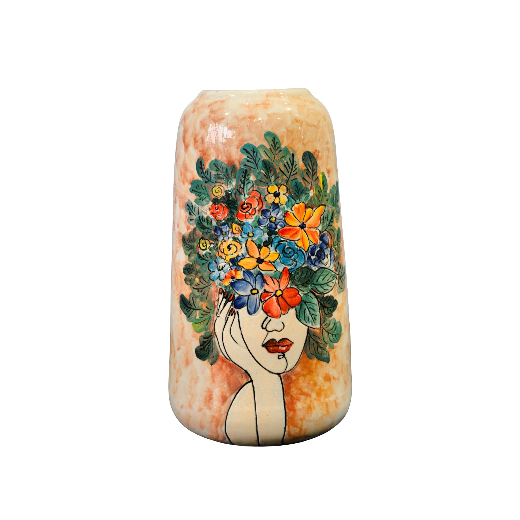 Handmade Mosaic Ceramic Vase – Lady Design  – 26 cm (10.2 in) – Home Décor – Heritage T&T Mosaic Collection – Bat Trang Vietnam