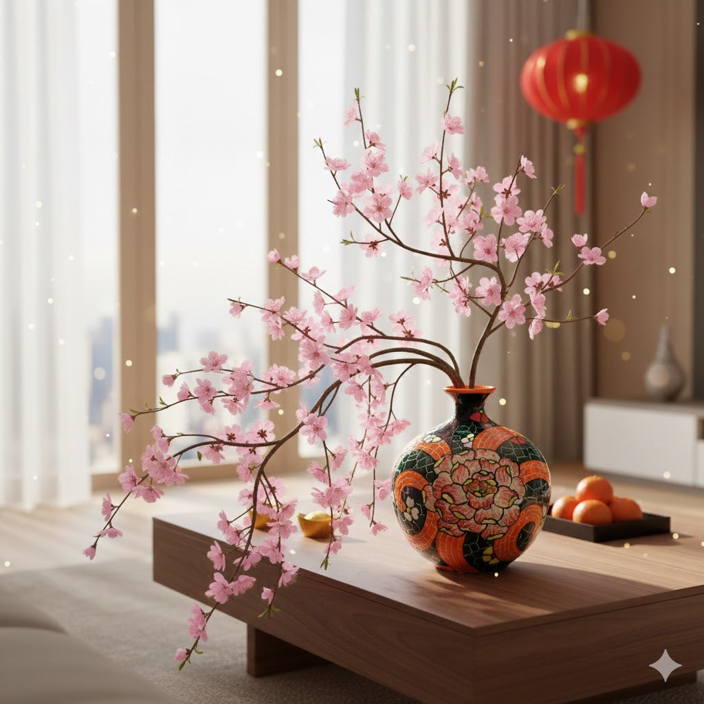 Handmade Mosaic Ceramic Vase – Flower Design  – 25 cm (9.8 in) – Home Décor – Heritage T&T Mosaic Collection – Bat Trang Vietnam