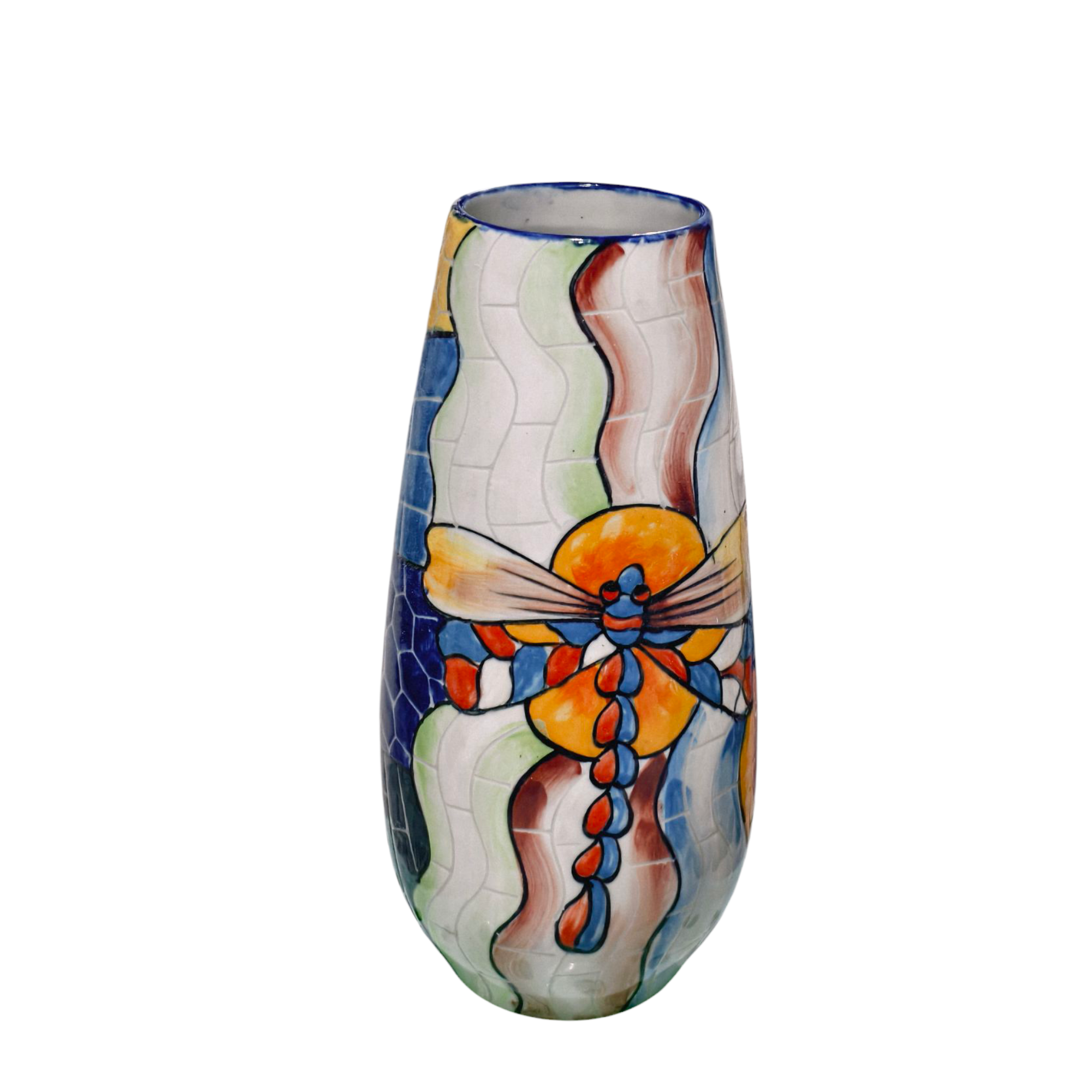 Handmade Mosaic Ceramic Vase – Dragonfly Design  – 29 cm (11.4 in) – Home Décor – Heritage T&T Mosaic Collection – Bat Trang Vietnam