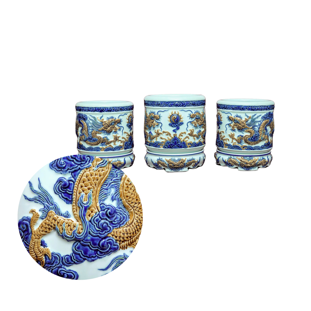 Heritage T&T Dragon Ceramic Incense Burner – Altar Tâm An – Bat Trang Handmade