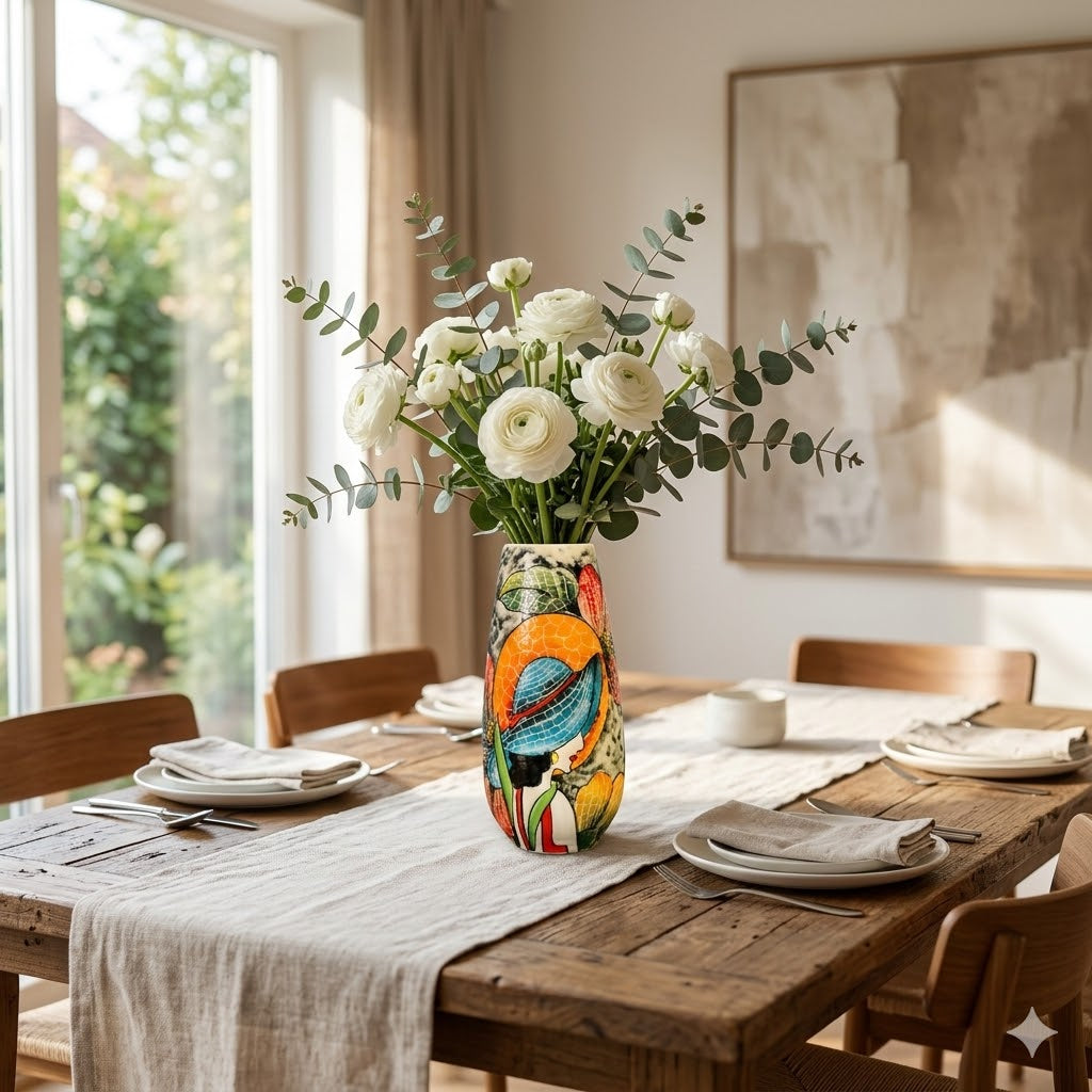 Handmade Mosaic Ceramic Vase – Lady Design  – 29 cm (11.4 in) – Home Décor – Heritage T&T Mosaic Collection – Bat Trang Vietnam