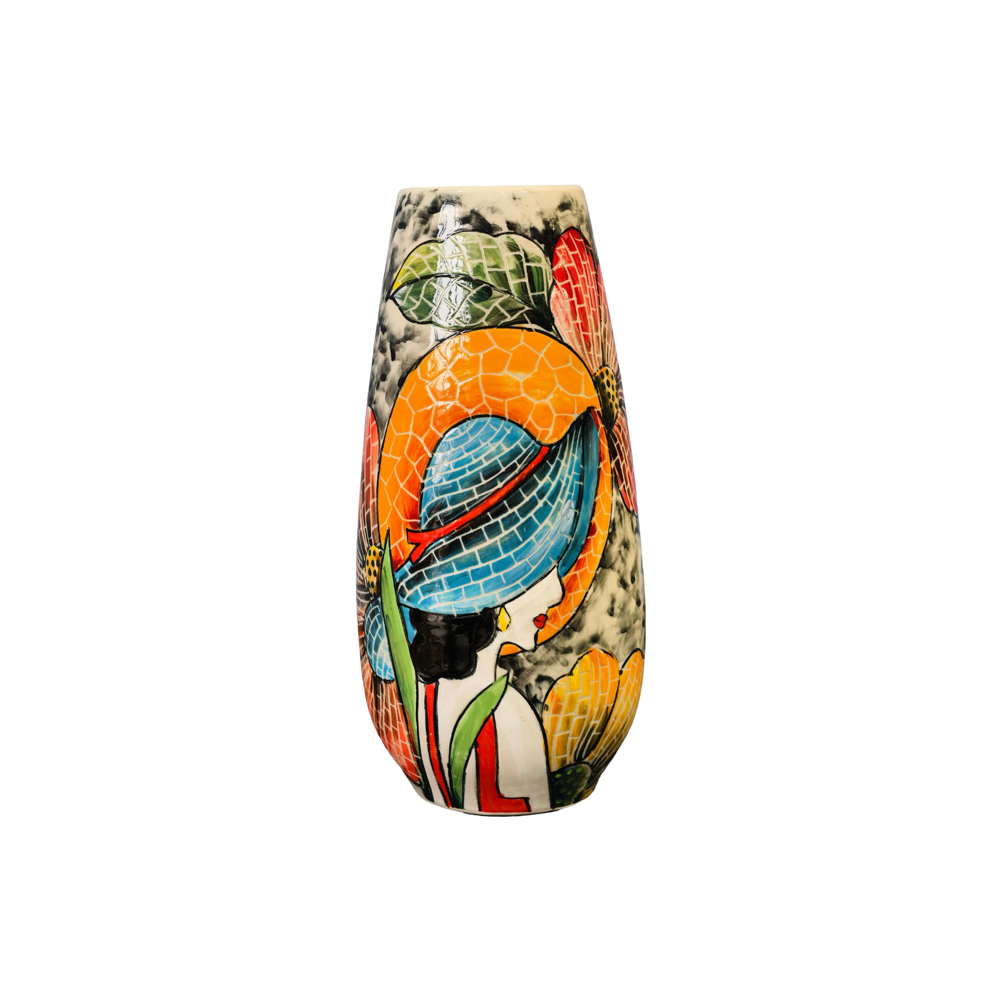 Handmade Mosaic Ceramic Vase – Lady Design  – 29 cm (11.4 in) – Home Décor – Heritage T&T Mosaic Collection – Bat Trang Vietnam