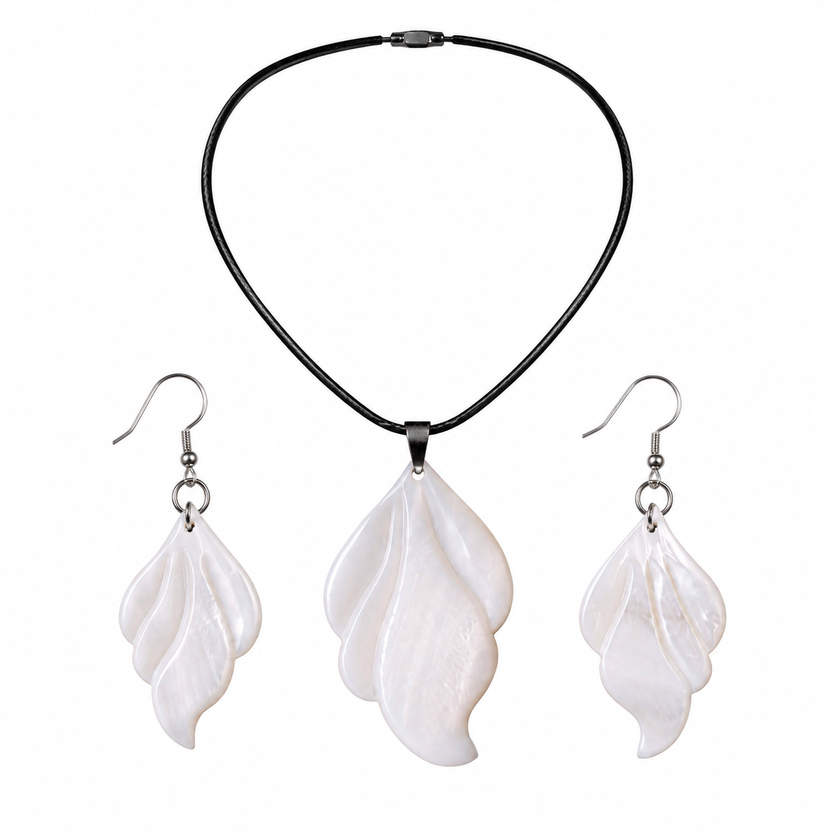 Organic Leaf Abalone - Mother of Pearl Necklace - Earrings Set – Heritage TT