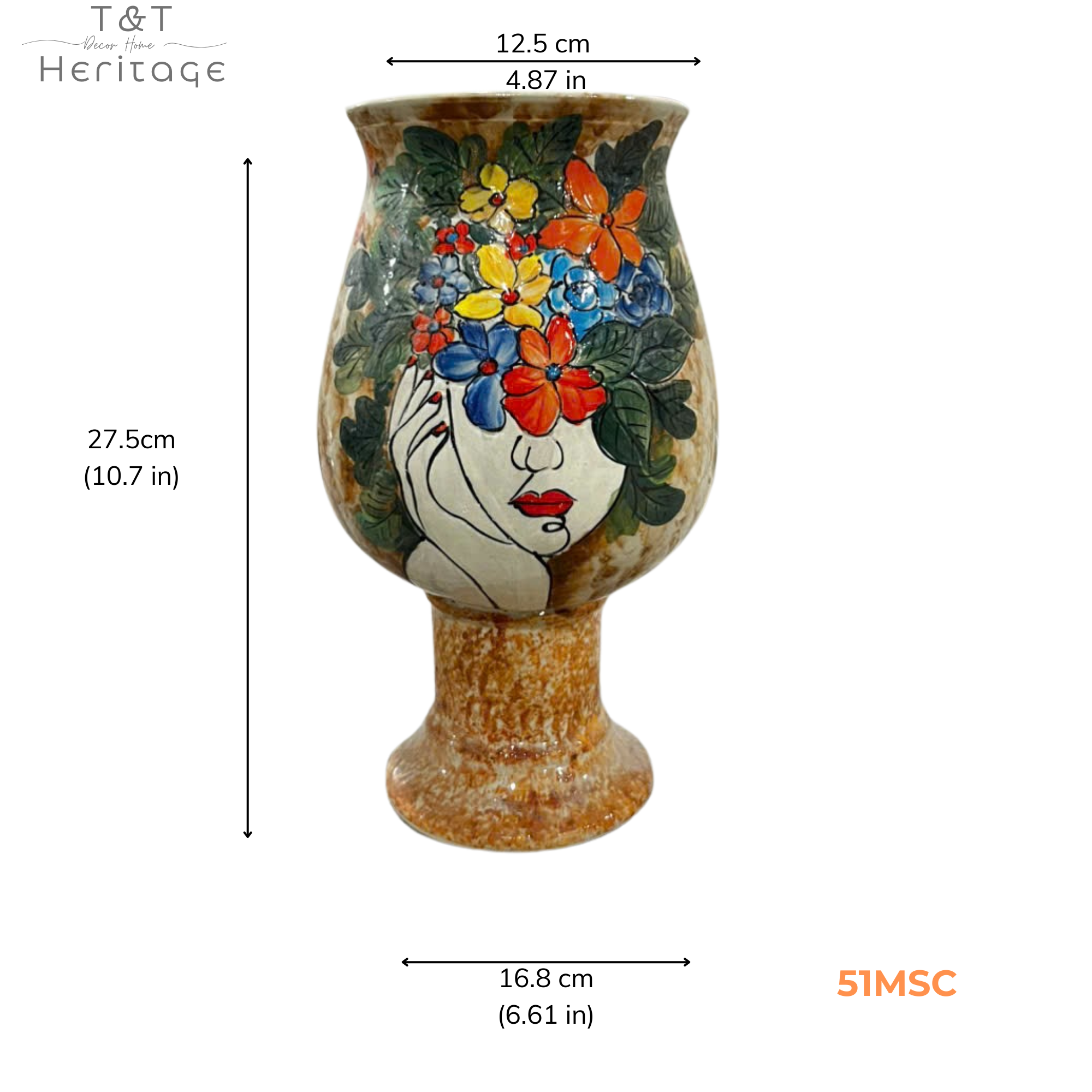 Handmade Mosaic Ceramic Vase – Artisan Design  – 28 cm (11 in) – Home Décor – Heritage T&T 3D Collection – Bat Trang Vietnam