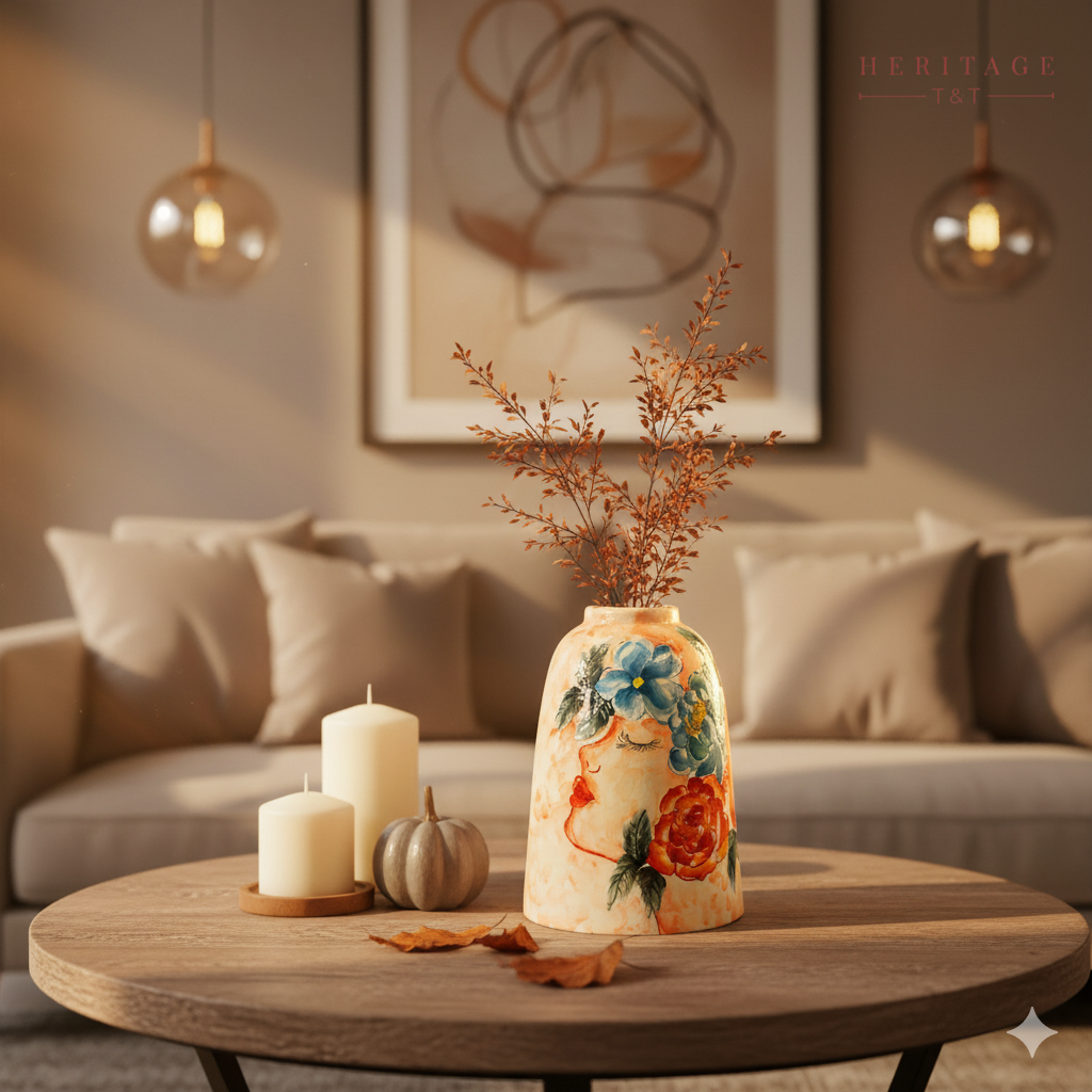 Handmade Mosaic Ceramic Vase – Artisan Design  – 26 cm (10.2 in) – Home Décor – Heritage T&T 3D Collection – Bat Trang Vietnam