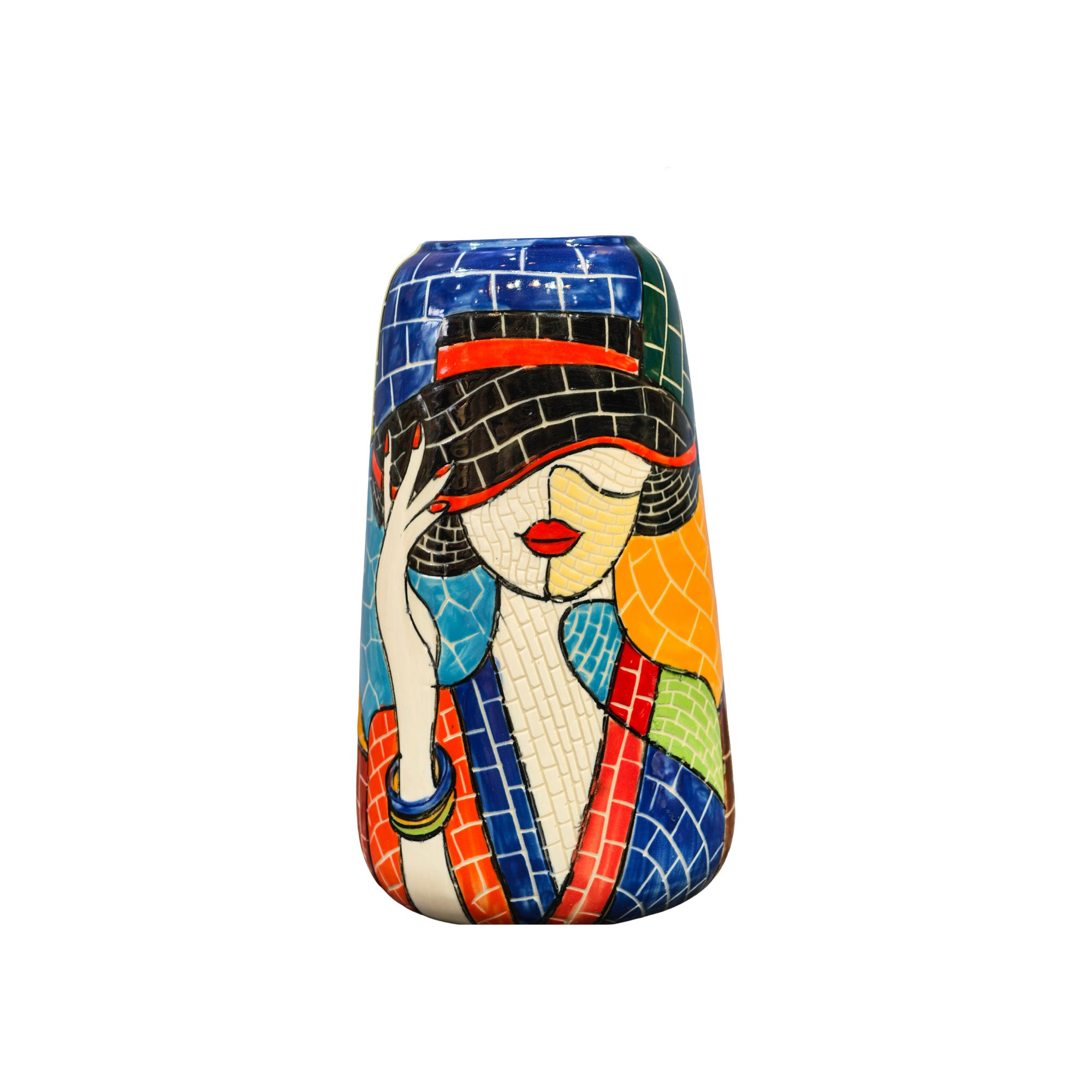 Handmade Mosaic Ceramic Vase – Lady Design  – 30 cm (11.8 in) – Home Décor – Heritage T&T Mosaic Collection – Bat Trang Vietnam