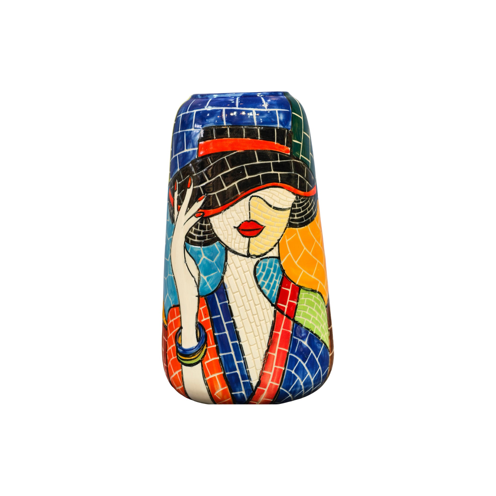 Handmade Mosaic Ceramic Vase – Lady Design  – 26 cm (10.2 in) – Home Décor – Heritage T&T Mosaic Collection – Bat Trang Vietnam