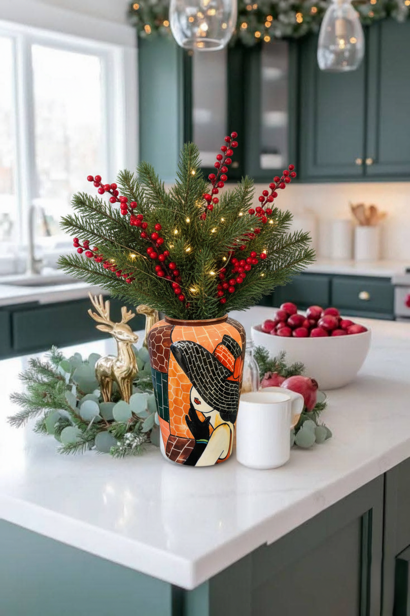 Handmade Mosaic Ceramic Vase – Lady Design  – 28 cm (11 in) – Home Décor – Heritage T&T Mosaic Collection – Bat Trang Vietnam