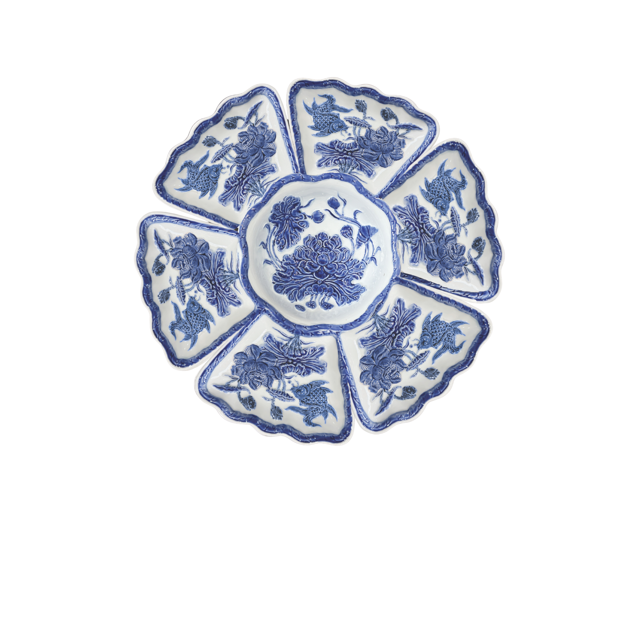 Heritage T&T Sunflower Altar Flower Set Tâm An blue Glaze Height 7 cm (2.8 in) – 1 Set – Bat Trang Handmade Vietnam