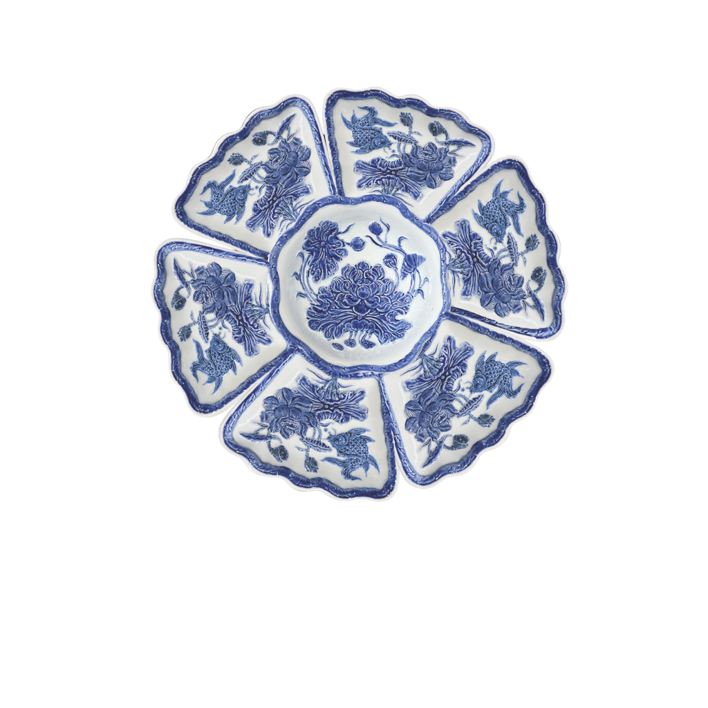 Heritage T&T Sunflower Altar Flower Set Tâm An blue Glaze Height 7 cm (2.8 in) – 1 Set – Bat Trang Handmade Vietnam