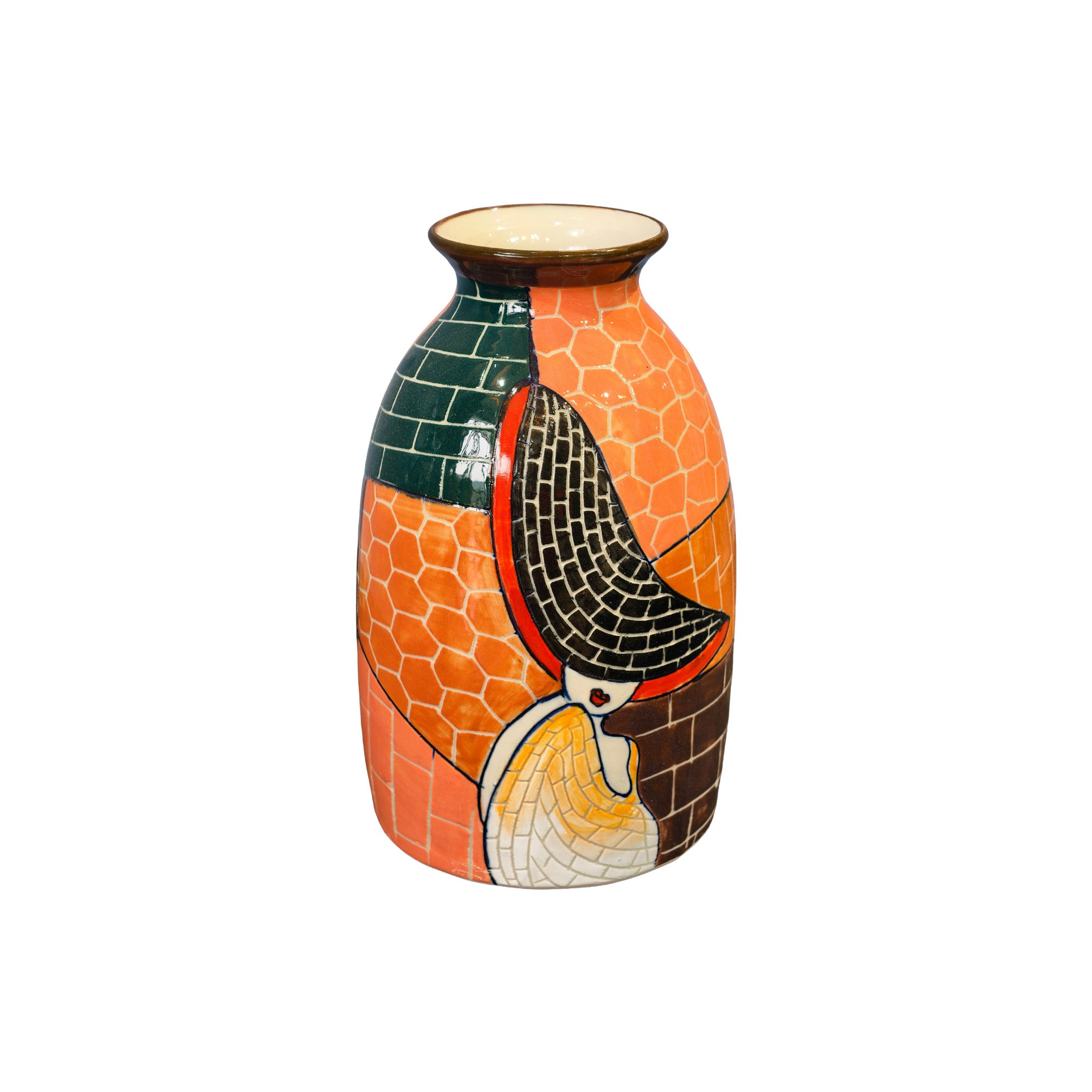 Handmade Mosaic Ceramic Vase – Lady Design  – 27 cm (10.6 in) – Home Décor – Heritage T&T Mosaic Collection – Bat Trang Vietnam