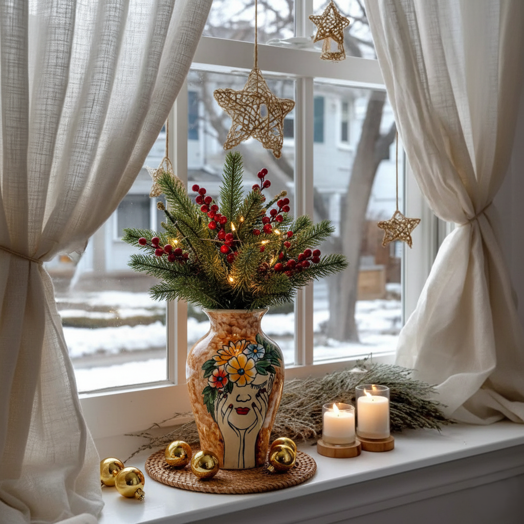 Handmade Mosaic Ceramic Vase – Lady Design  – 26 cm (10.2 in) – Home Décor – Heritage T&T Mosaic Collection – Bat Trang Vietnam