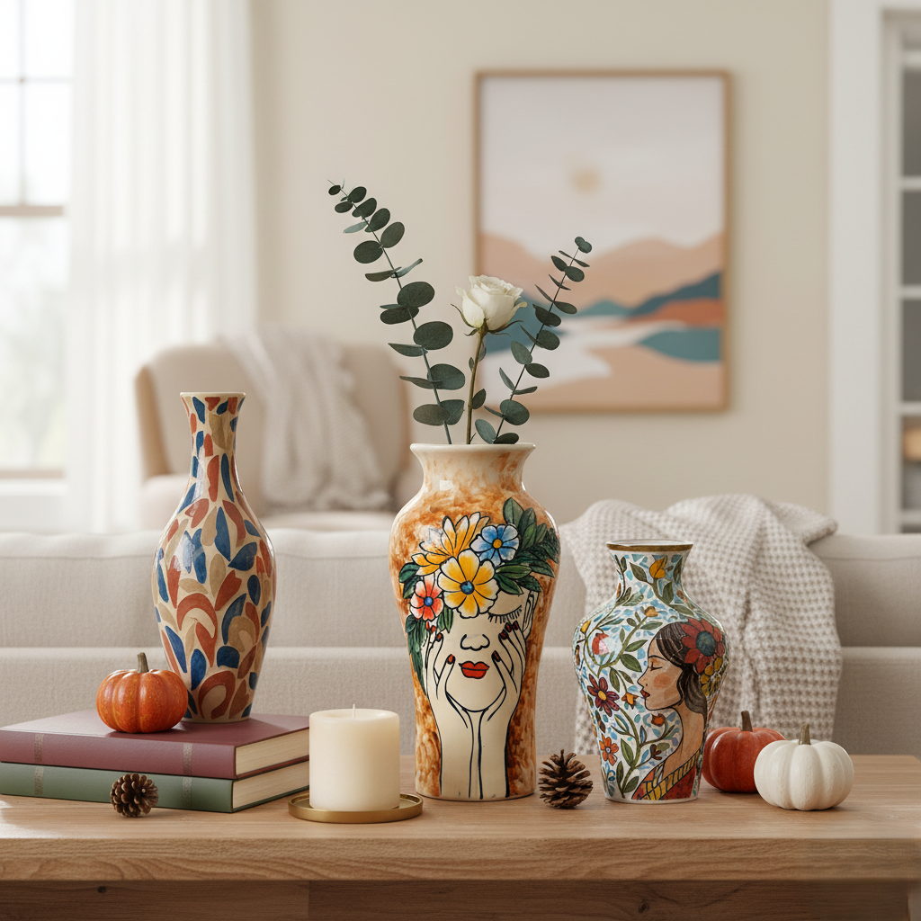 Handmade Mosaic Ceramic Vase – Lady Design  – 26 cm (10.2 in) – Home Décor – Heritage T&T Mosaic Collection – Bat Trang Vietnam