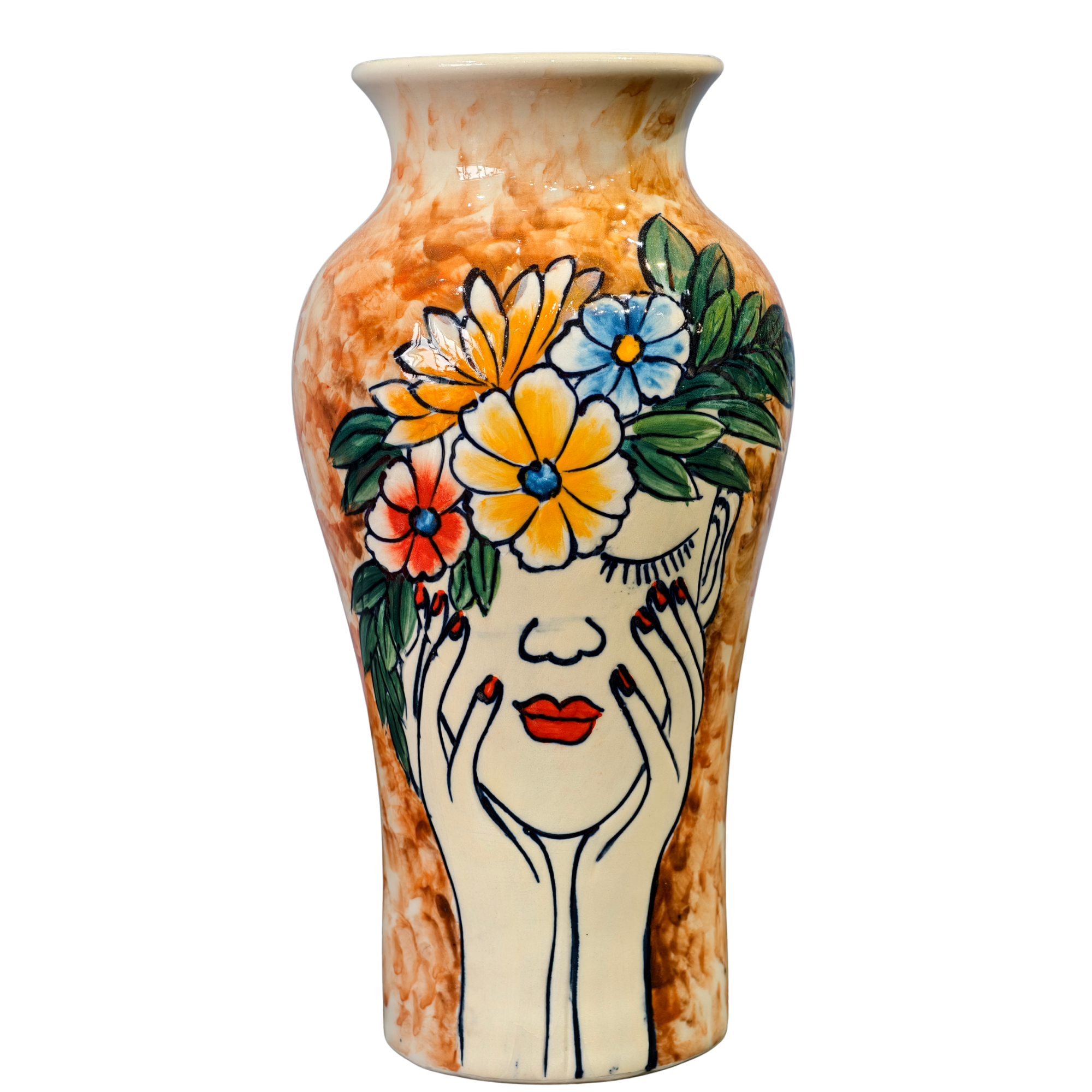 Handmade Mosaic Ceramic Vase – Lady Design  – 26 cm (10.2 in) – Home Décor – Heritage T&T Mosaic Collection – Bat Trang Vietnam