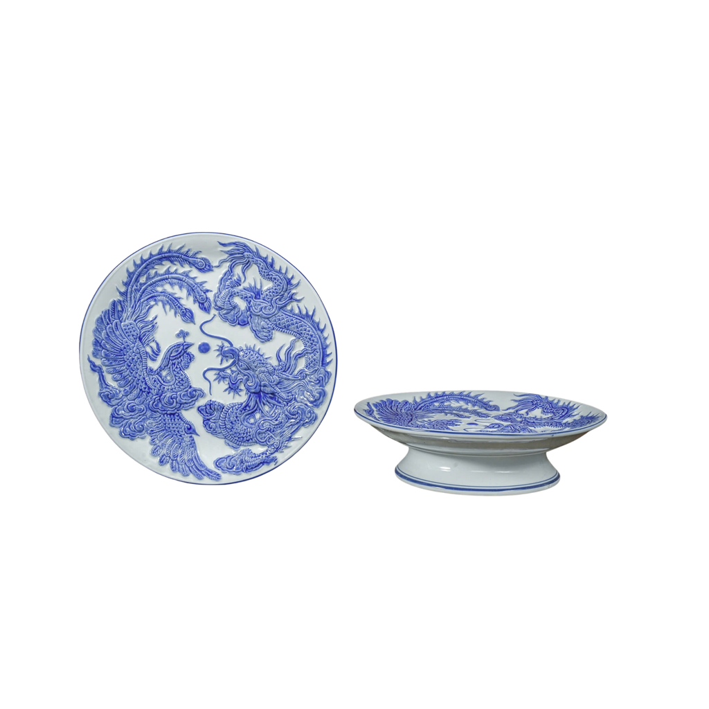 Heritage T&T Pedestal Offering Plate Altar Tâm An – 1 Pc – Bat Trang Handmade Vietnam