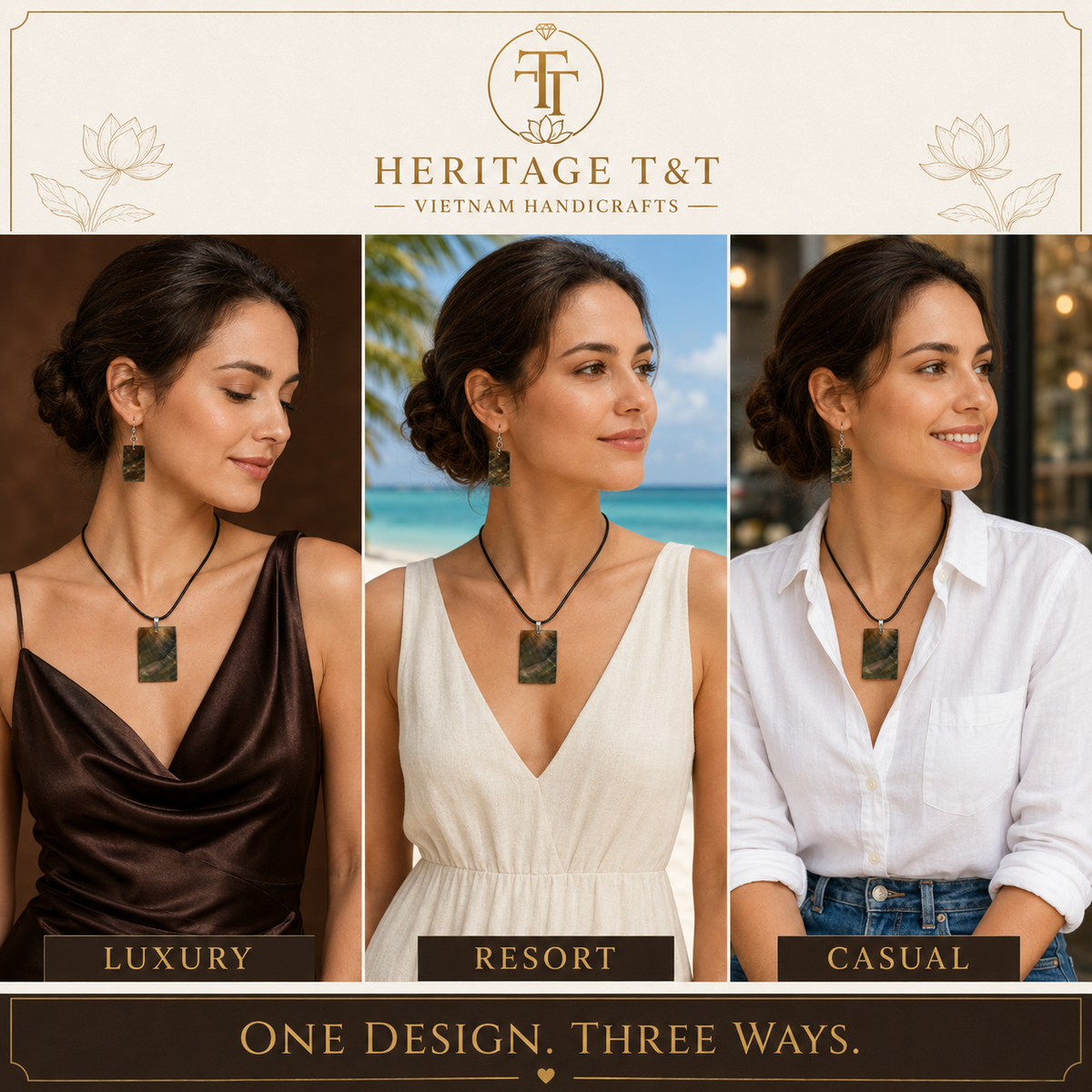 Natural Shell Statement Necklace Earrings Set – Abalone  Mother of Pearl – Heritage TT