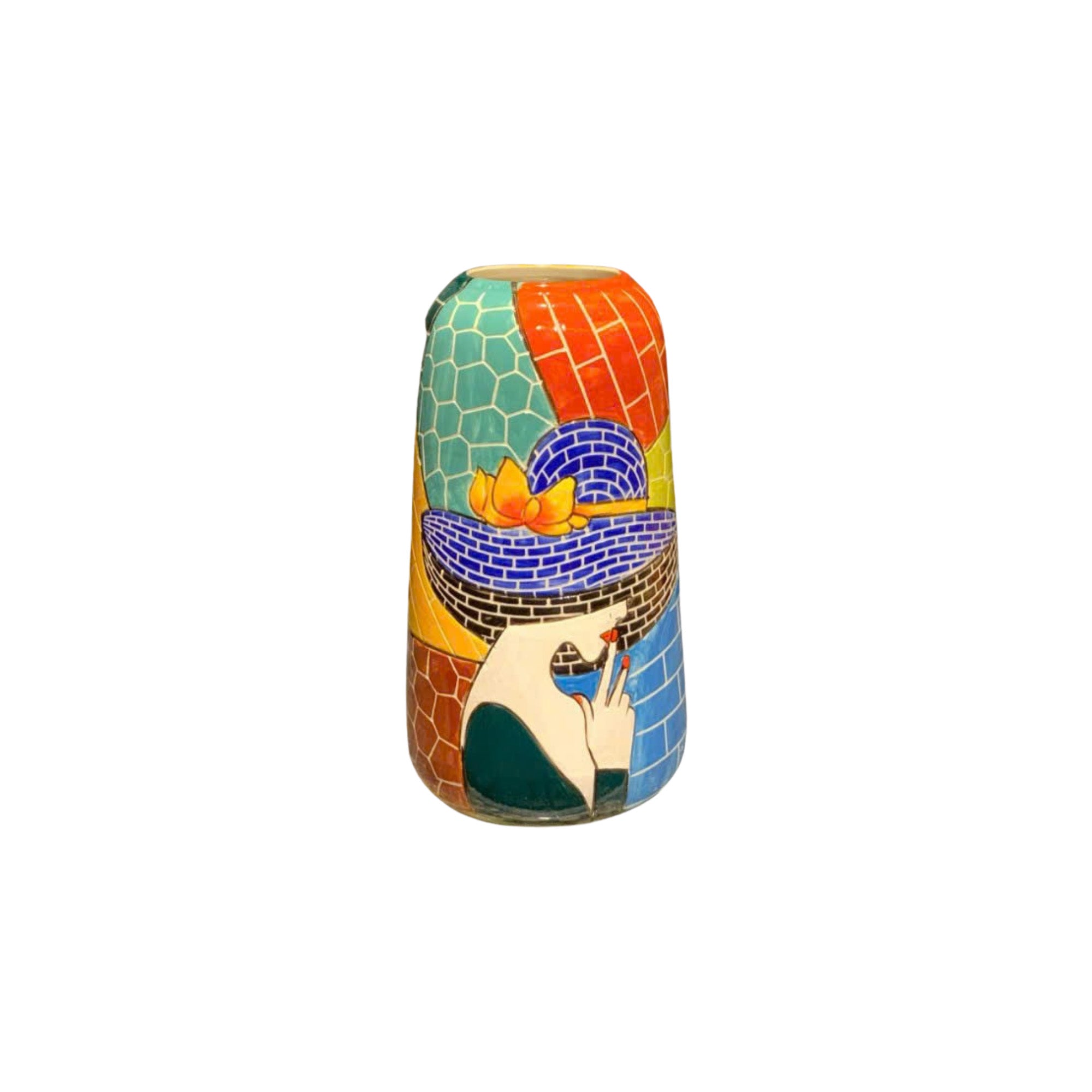 Handmade Mosaic Ceramic Vase – Lady Design  – 30 cm (11.8 in) – Home Décor – Heritage T&T Mosaic Collection – Bat Trang Vietnam