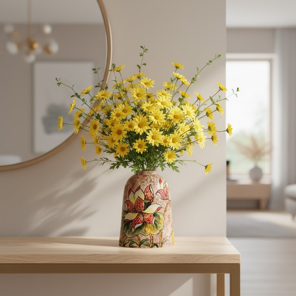 Handmade Mosaic Ceramic Vase – Lotus Design  – 26 cm (10.2 in) – Home Décor – Heritage T&T Mosaic Collection – Bat Trang Vietnam