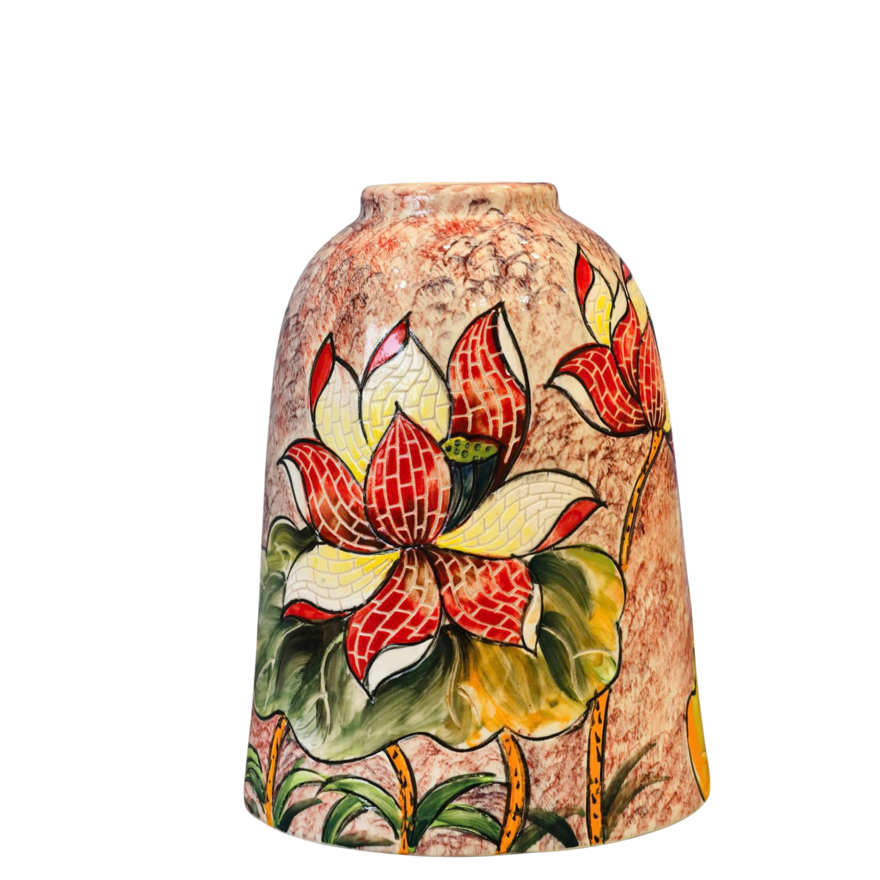 Handmade Mosaic Ceramic Vase – Lotus Design  – 26 cm (10.2 in) – Home Décor – Heritage T&T Mosaic Collection – Bat Trang Vietnam