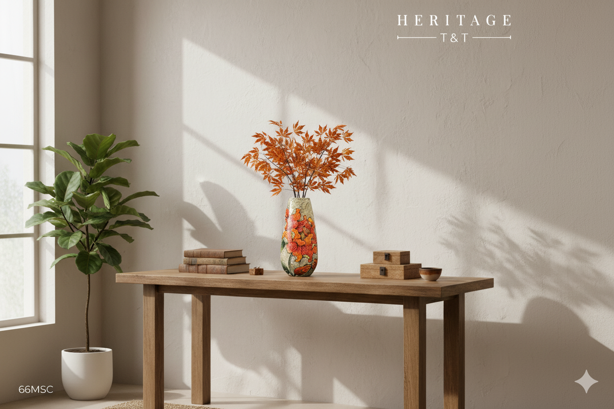 Handmade Mosaic Ceramic Vase – Flower Design  – 36.5 cm (14.4 in) – Home Décor – Heritage T&T Mosaic Collection – Bat Trang Vietnam