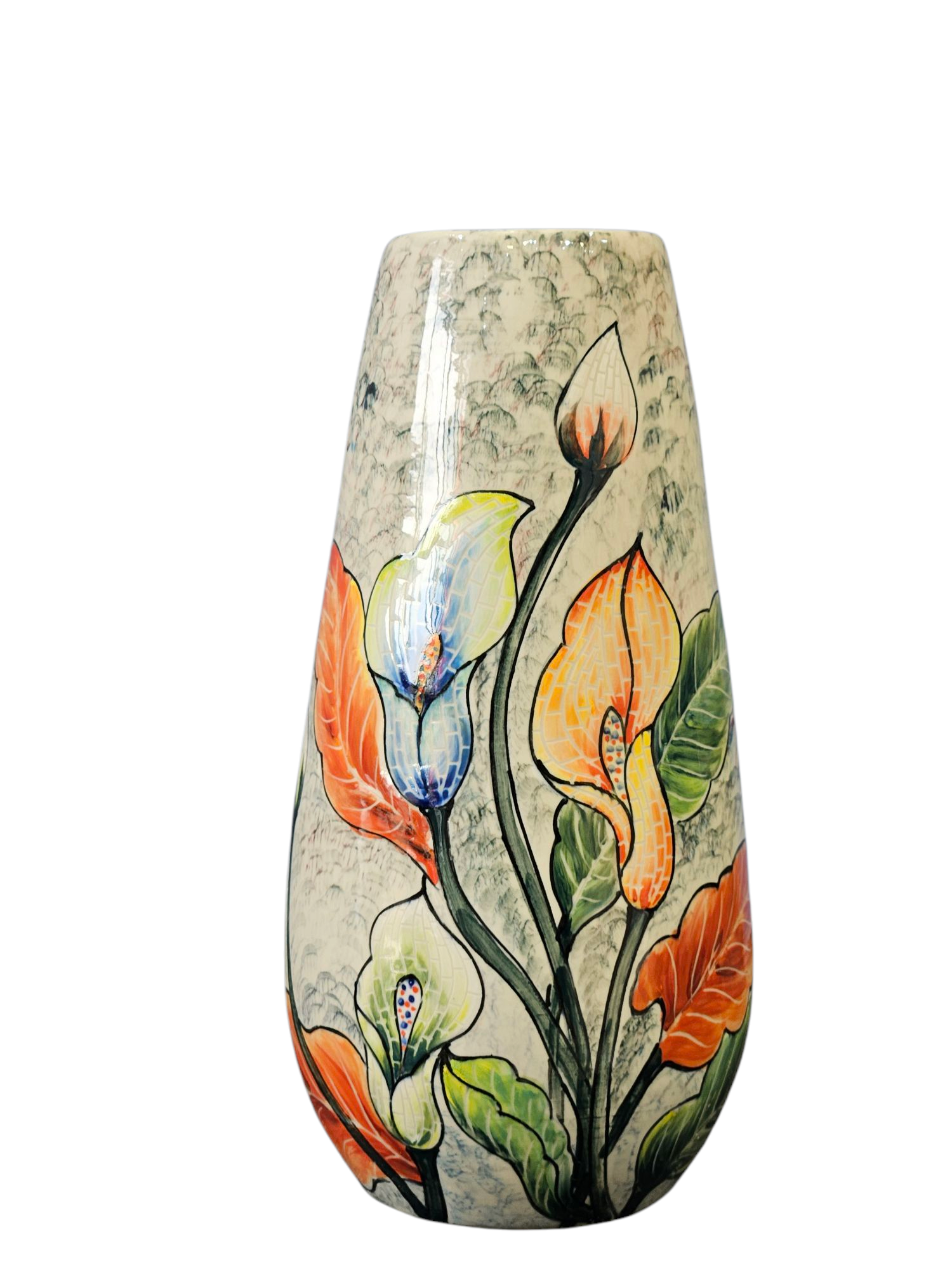 Handmade Mosaic Ceramic Vase – Flower Design  – 36.5 cm (14.4 in) – Home Décor – Heritage T&T Mosaic Collection – Bat Trang Vietnam