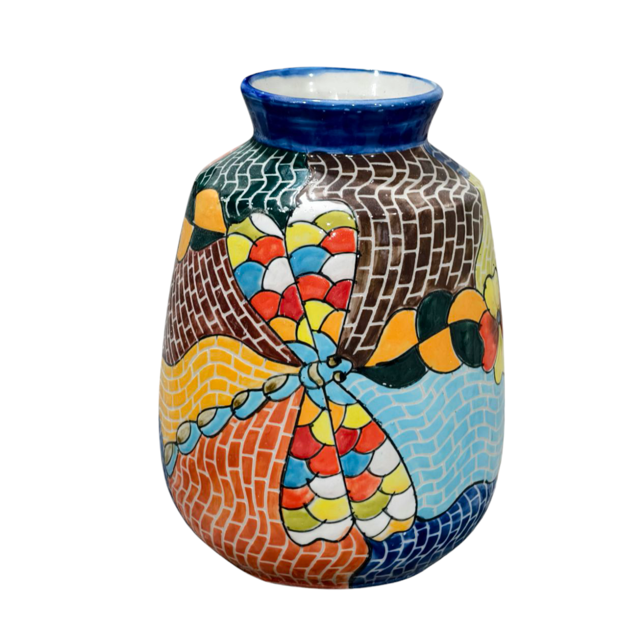 Handmade Mosaic Ceramic Vase – Dragonfly Design  – 22 cm (8.7 in) – Home Décor – Heritage T&T Mosaic Collection – Bat Trang Vietnam